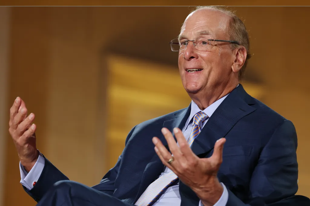Larry Fink, CEO of BlackRock, speaking at the BlackRock Infrastructure Summit.