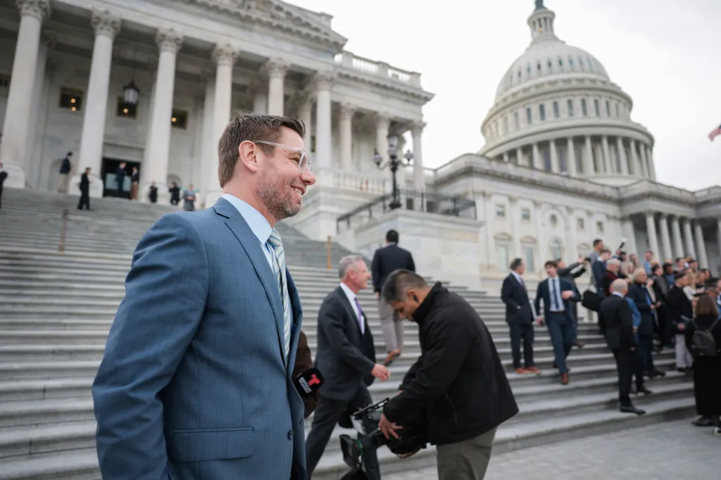 U.S. Rep. Eric Swalwell (D-CA) departs the U.S. Capitol Building.