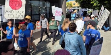 Writers Guild Staffers Picket Union’s First Day of Contract Negotiations