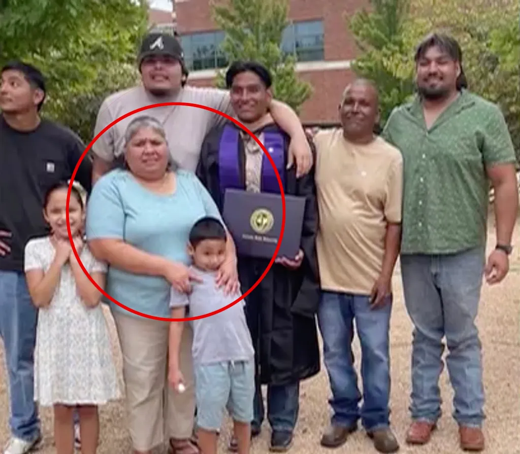 A family photo with a mother and her son circled in red, both were victims of a vehicle crash.