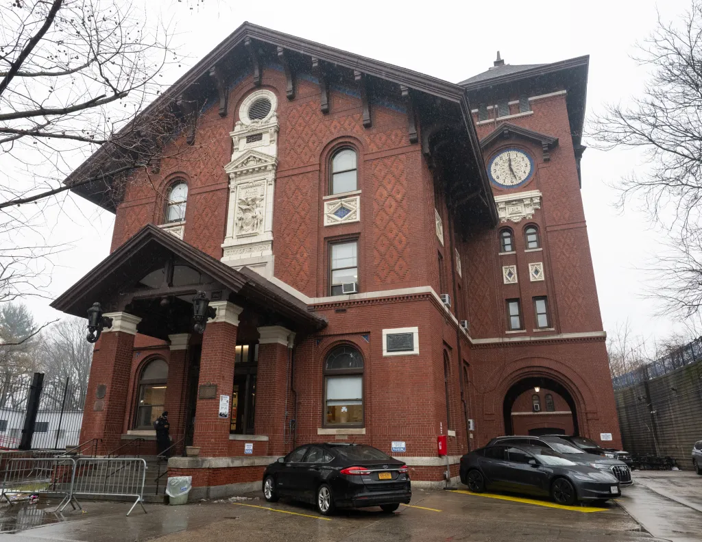 The exterior of the NYPD 52nd Precinct building in the Bronx, New York.