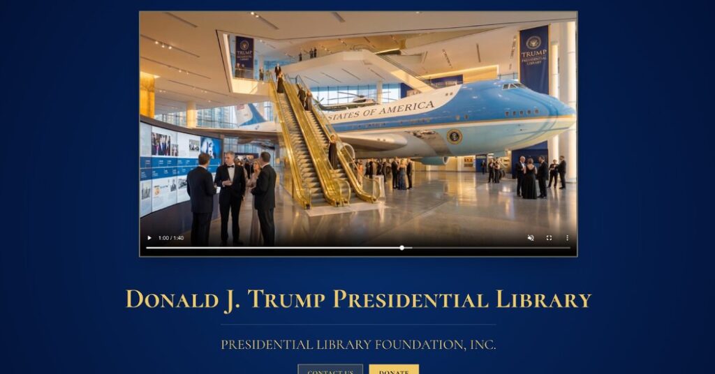 Trump Unveils Vision for Presidential Library, Complete With Golden Escalator