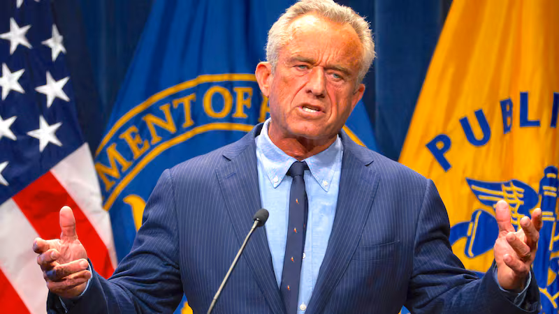 Secretary of Health and Human Services Robert F. Kennedy Jr. speaks during a news conference at the Department of Health and Human Services on April 16, 2025 in Washington, DC.