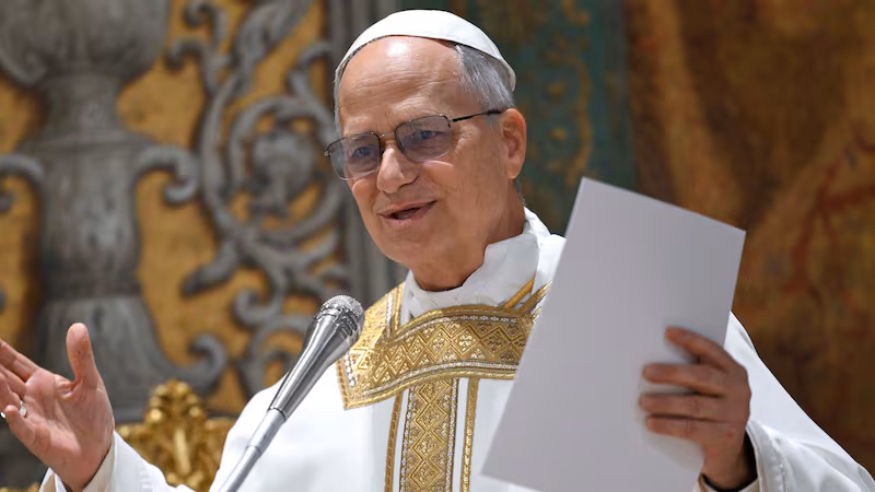 VATICAN CITY, VATICAN - MAY 09: (EDITOR NOTE: STRICTLY EDITORIAL USE ONLY - NO MERCHANDISING). American Cardinal Robert Francis Prevost presides over his first Holy Mass as Pope Leo XIV with cardinals in the Sistine Chapel at the conclusion of the Conclave on May 09, 2025 in Vatican City, Vatican. White smoke was seen over the Vatican early yesterday evening as the Conclave elected the American Cardinal Robert Francis Prevost as the 267th Pontiff. The moderate from Chicago and a close friend of Pope Francis will be known as Pope Leo XIV. (Photo by Simone Risoluti - Vatican Media via Vatican Pool/Getty Images)