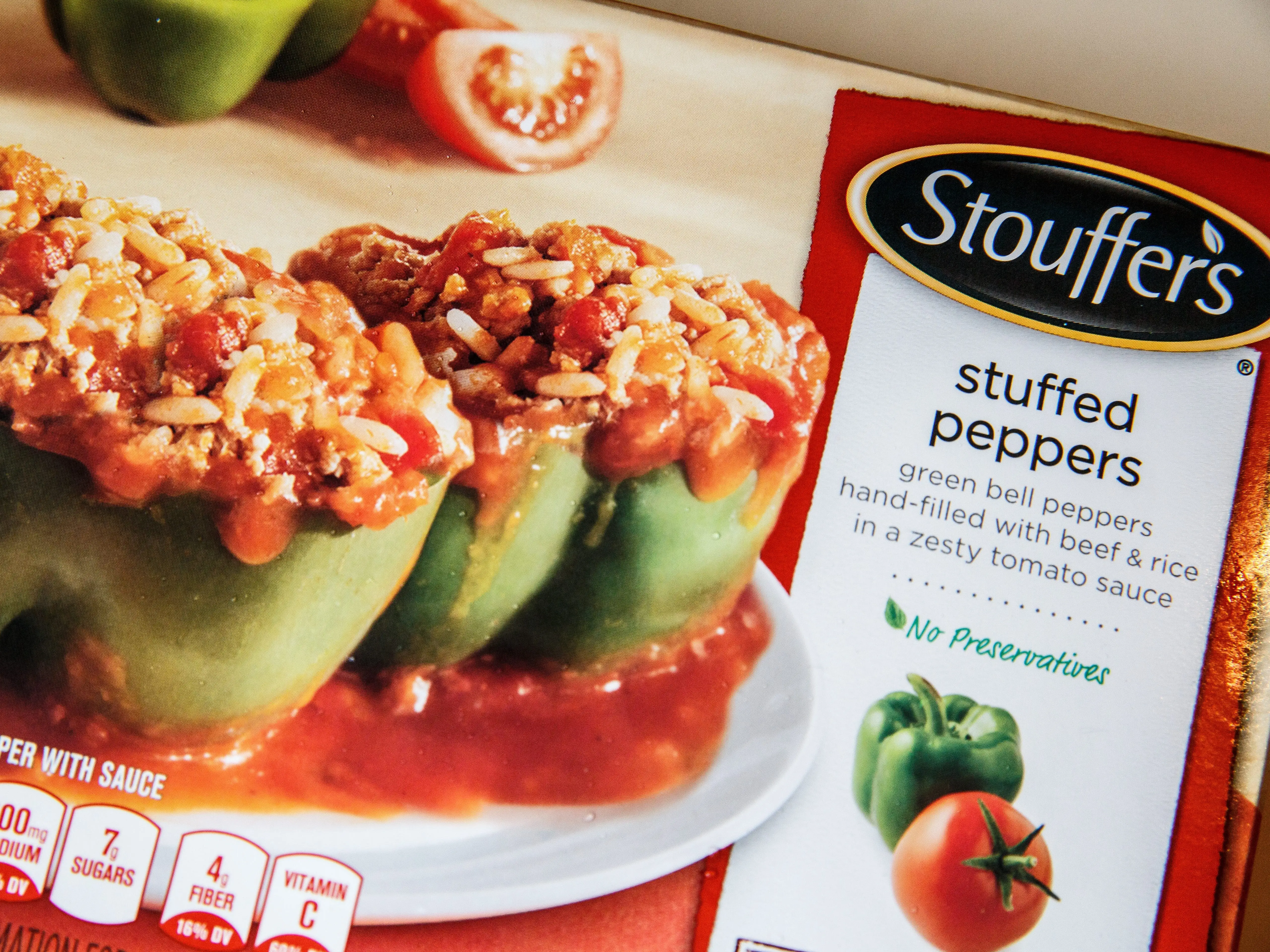 A box of Stouffer's stuffed peppers.