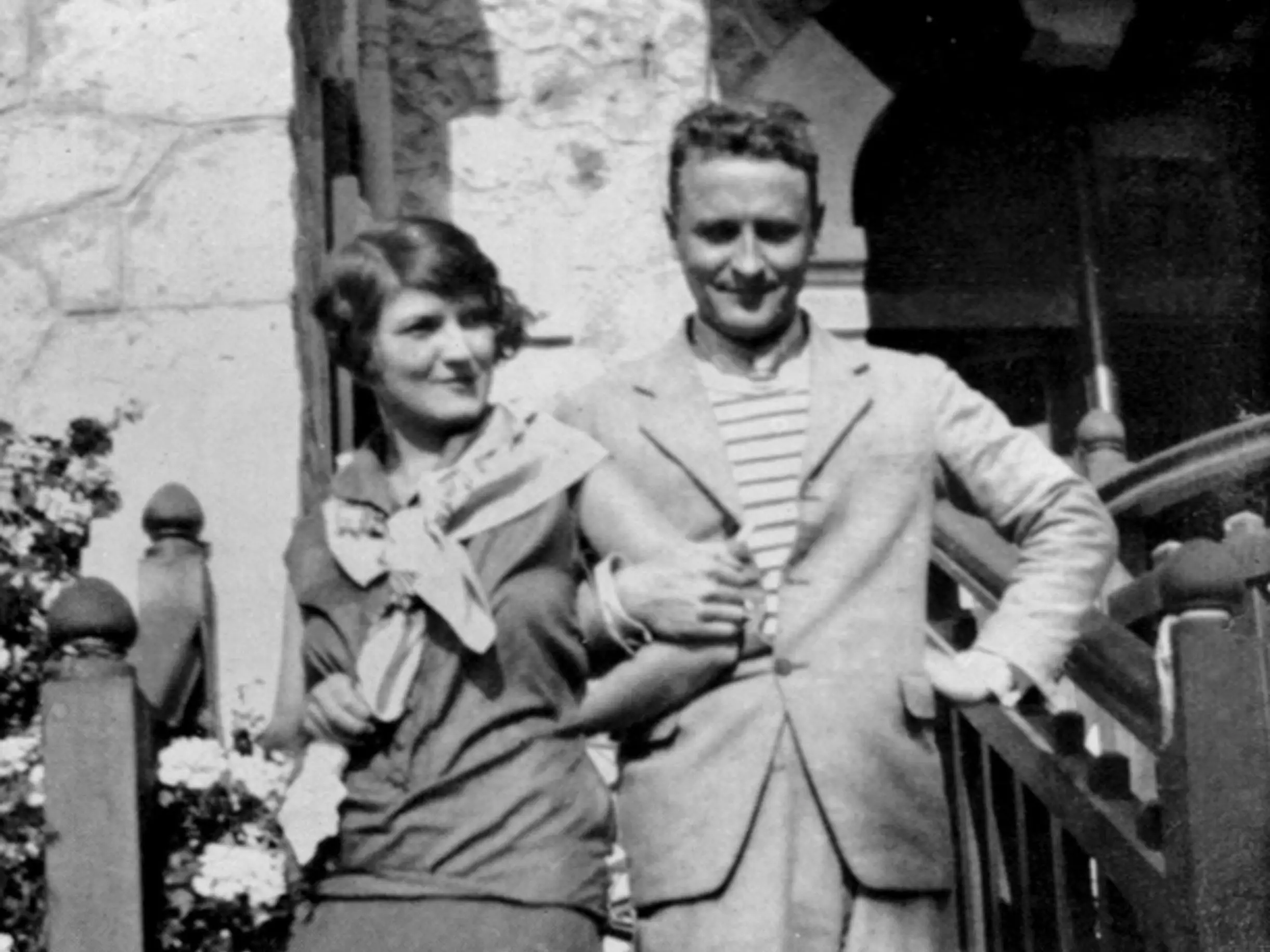 Zelda and Scott Fitzgerald posing together in 1926.