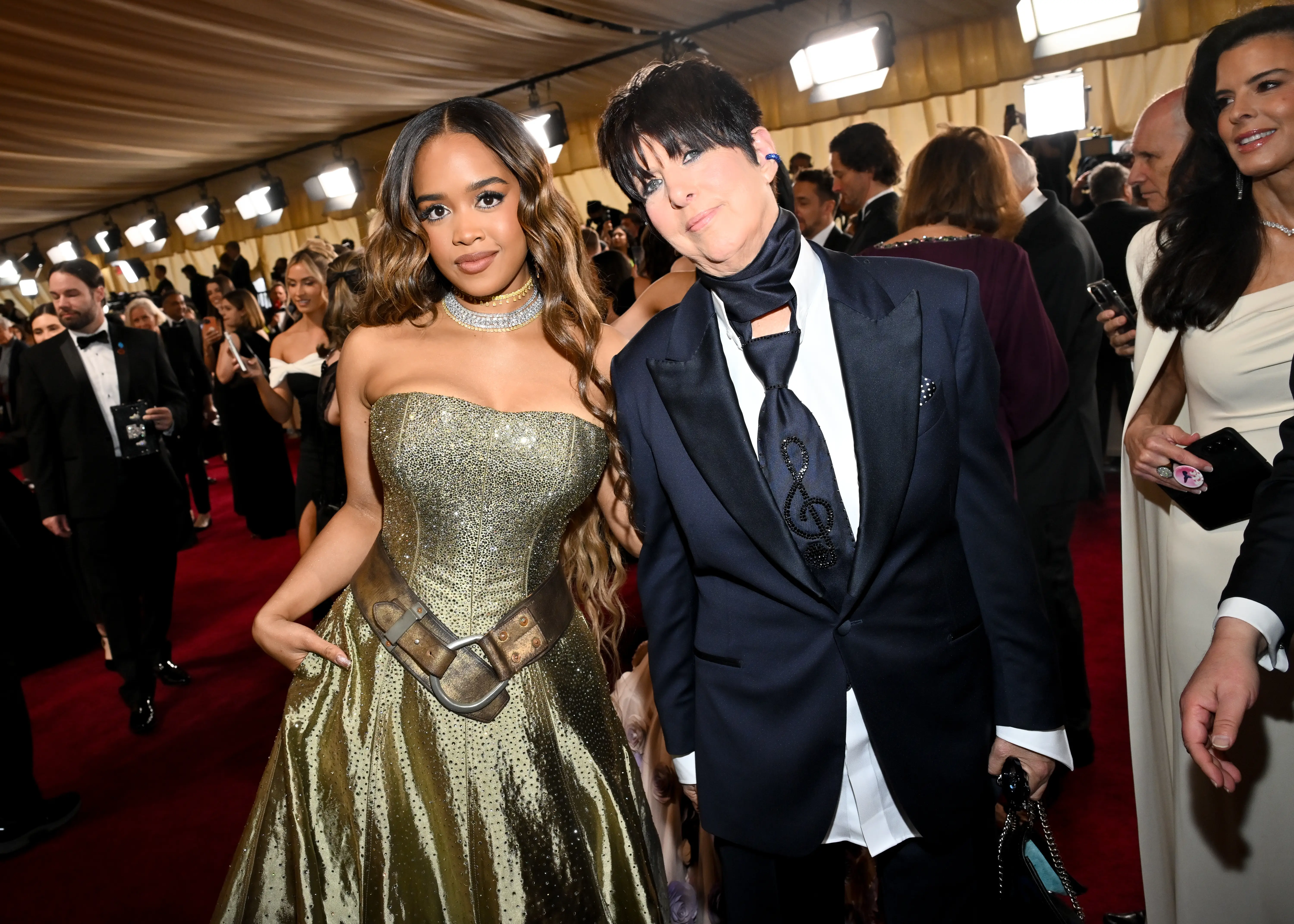 H.E.R. and Diane Warren on the Oscars red carpet.