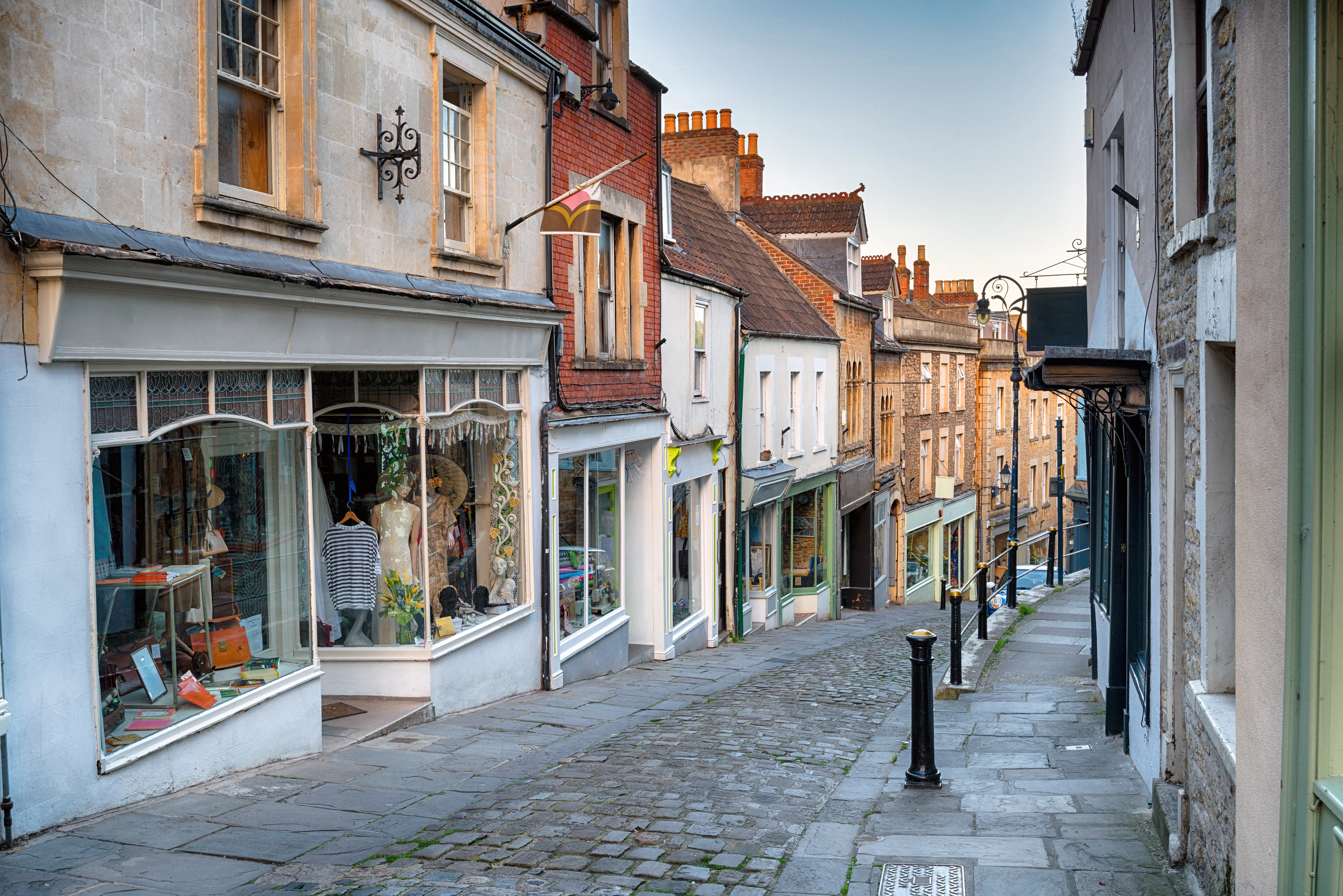 A town street in Somerset, UK.