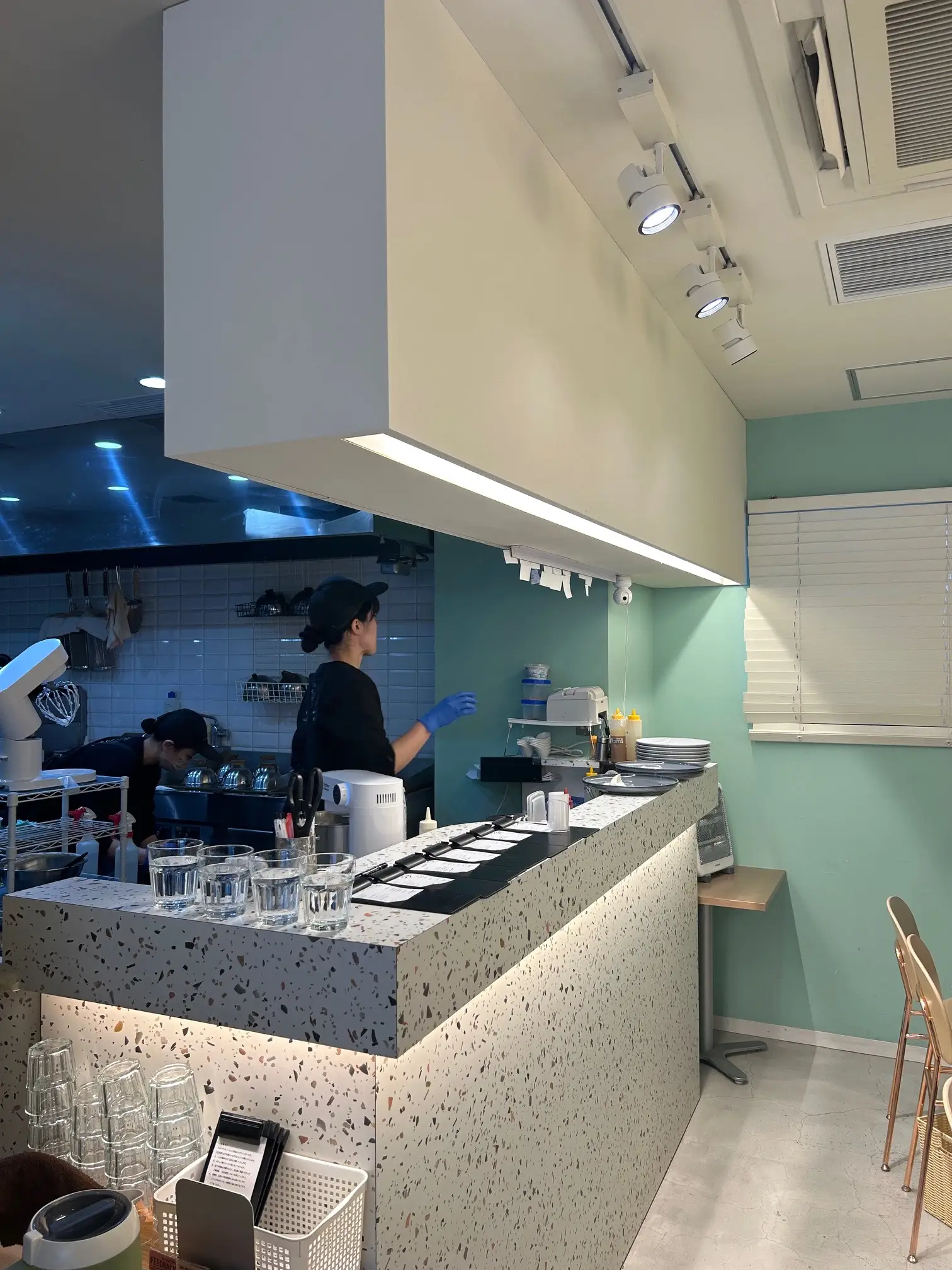 The open kitchen at Micasadeco & Cafe in Tokyo.
