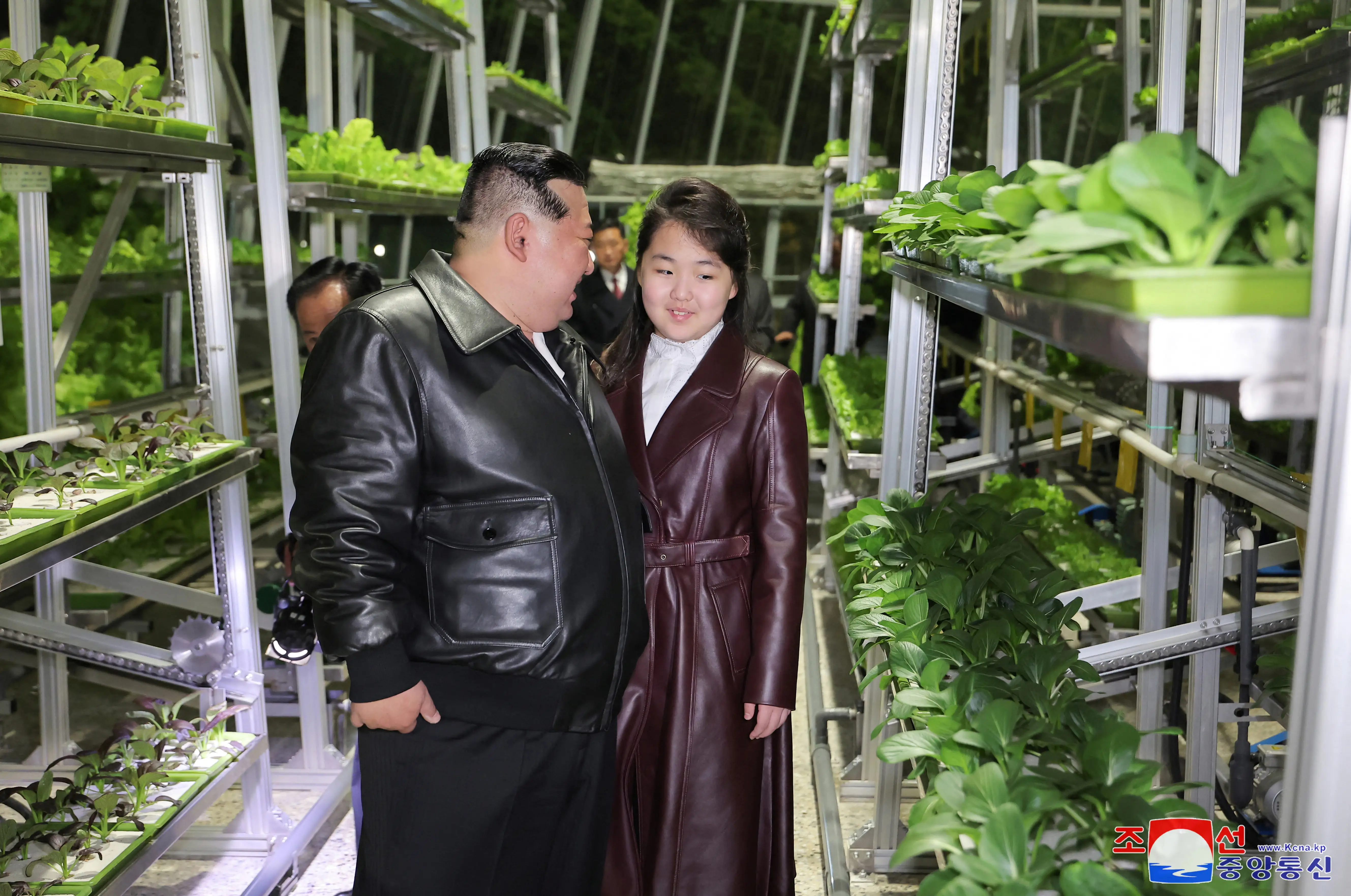 North Korean leader Kim Jong Un and his daughter Kim Ju Ae visit the Gangdong Greenhouse in North Korea, in this picture released on March 16, 2024, by the Korean Central News Agency.