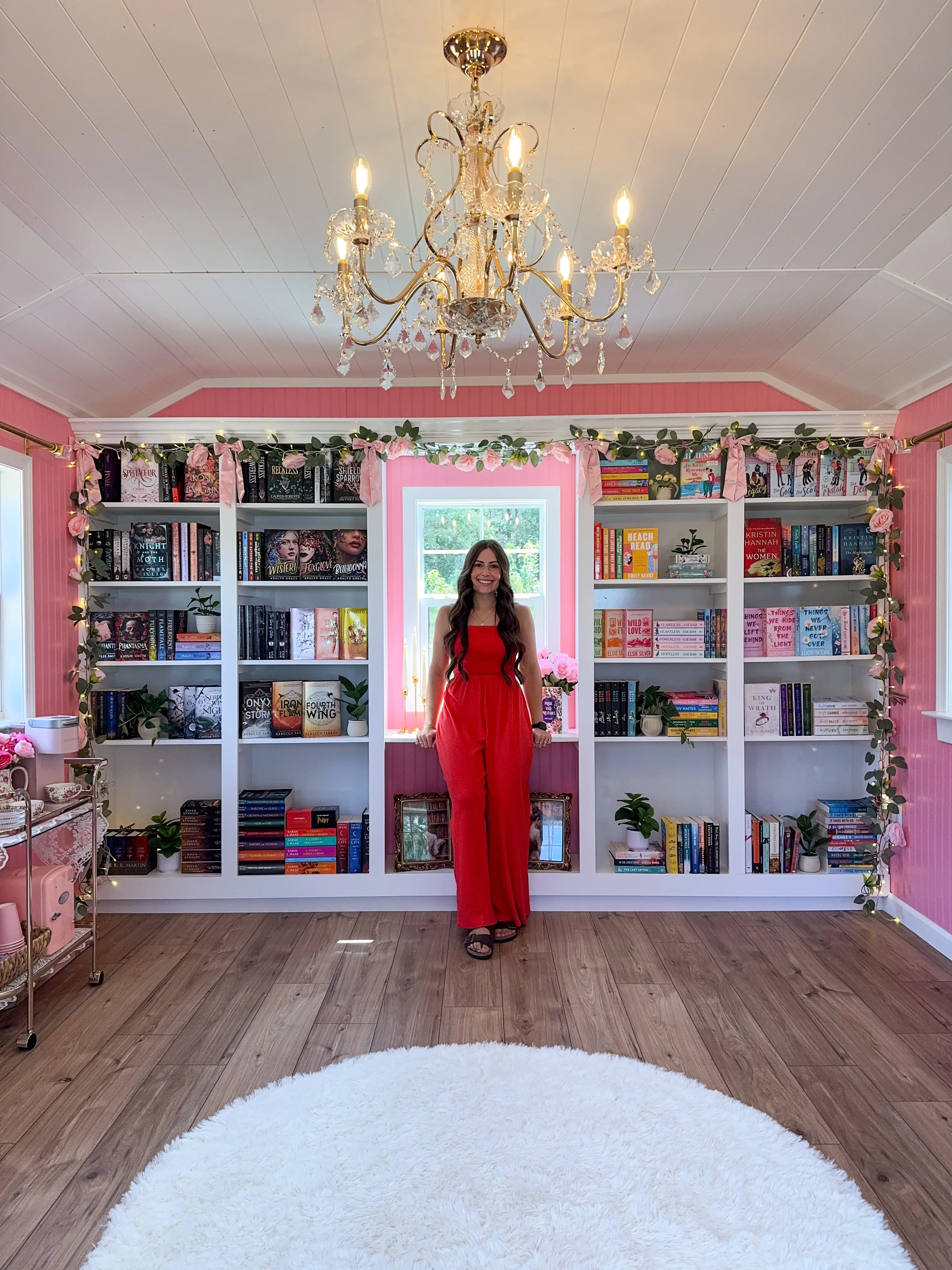 Jess Ciesla inside her shed-turned-library.