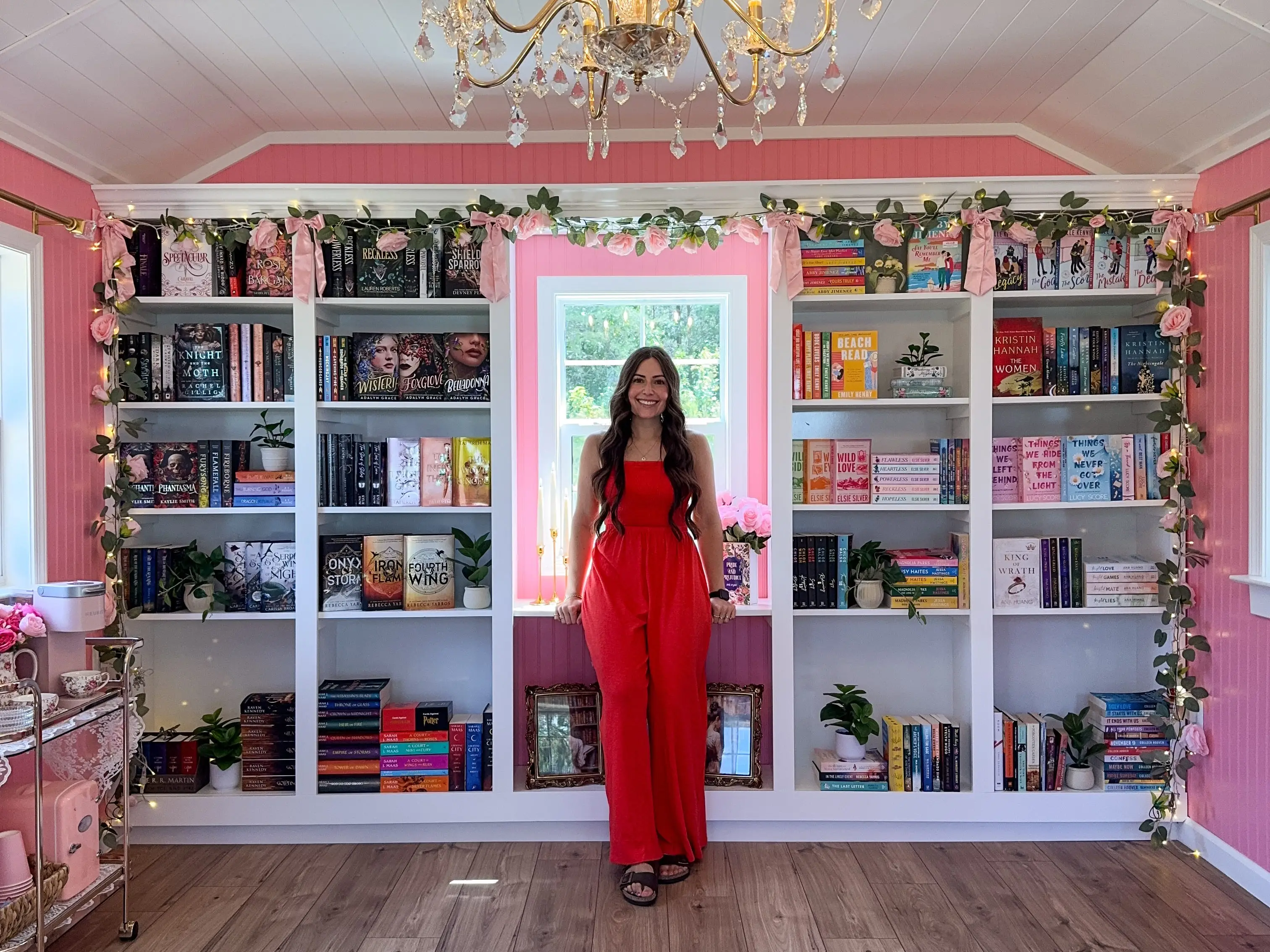 Jess Ciesla inside her shed-turned-library.
