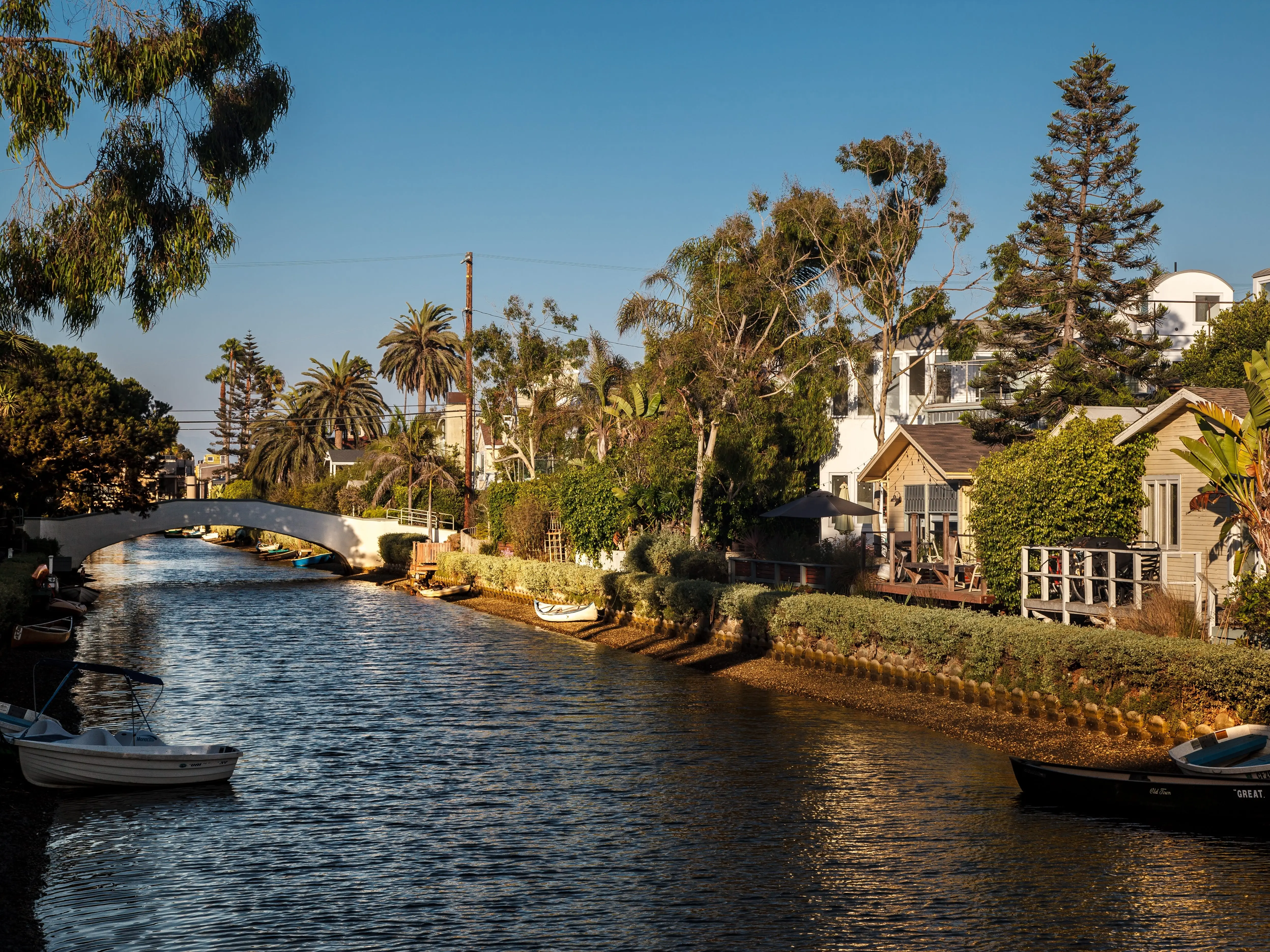 A canal in Venice Beach, Los Angeles.