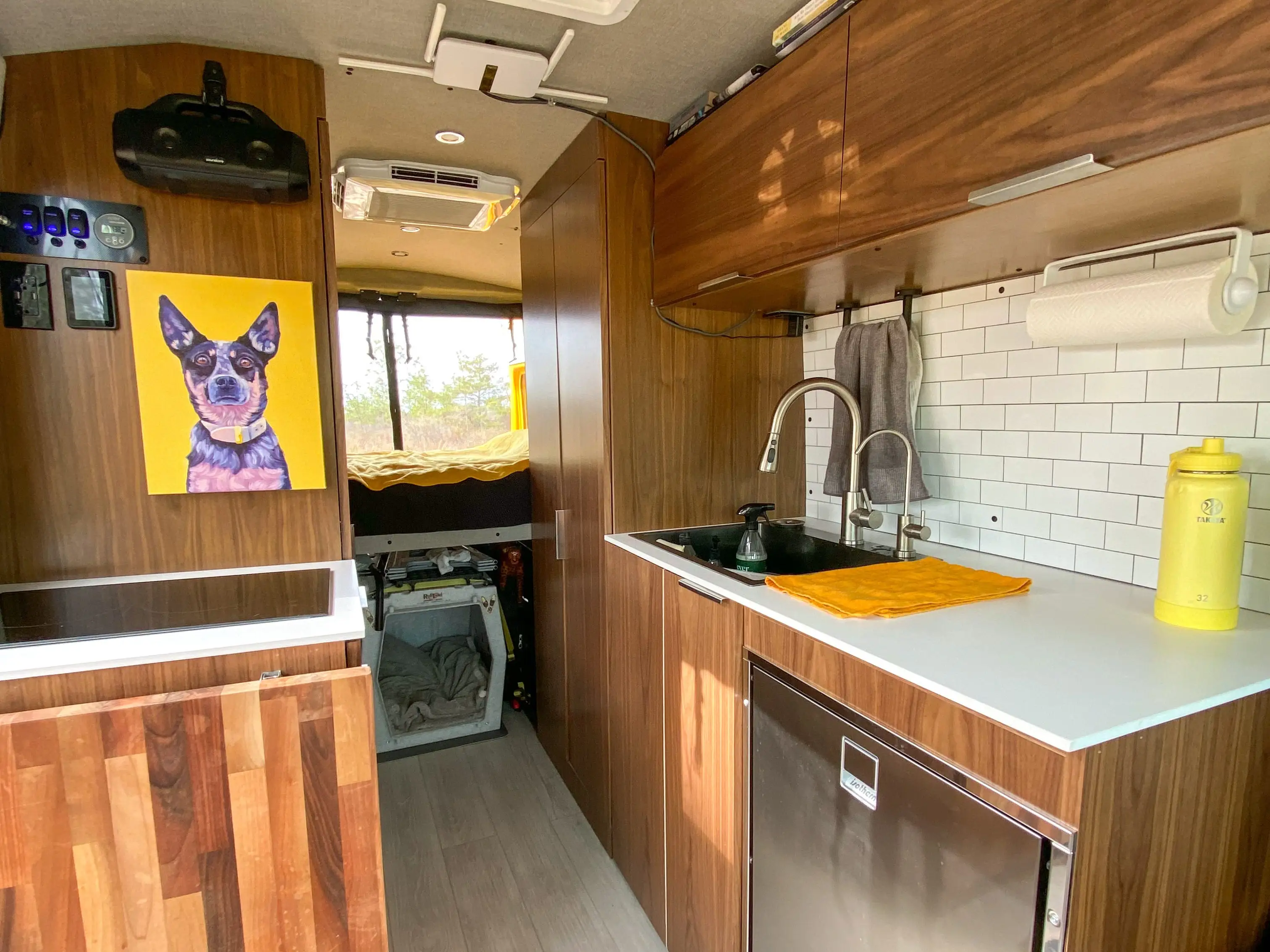 The author's kitchen in the van.