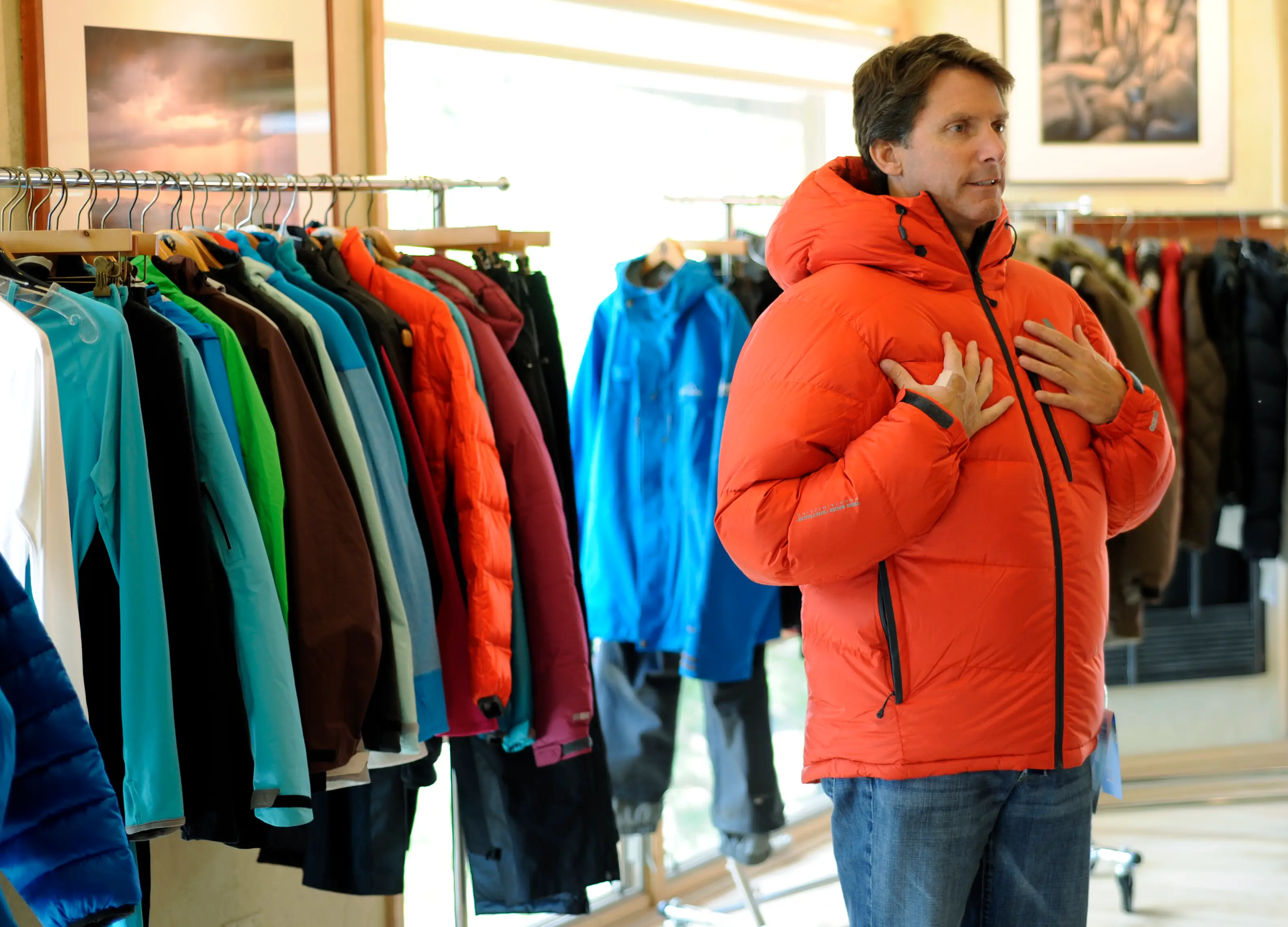 Climber Peter Whittaker in an Eddie Bauer coat.