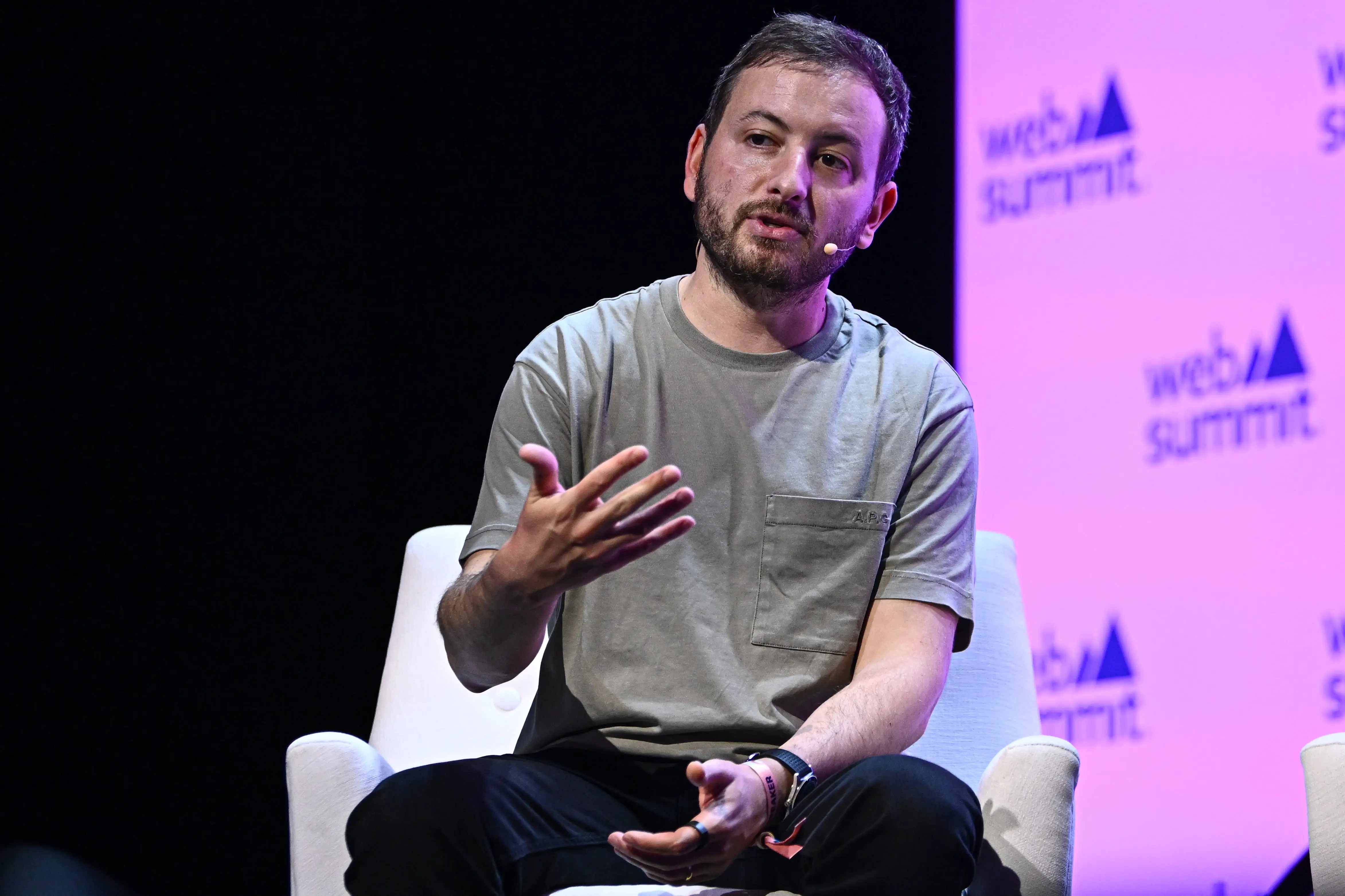 isbon , Portugal - 16 November 2023; Daniel Yanisse, Co-founder & CEO, Checkr, on Future Societies Stage during day three of Web Summit 2023 at the Altice Arena in Lisbon, Portugal. (Photo By Harry Murphy/Sportsfile for Web Summit via Getty Images)