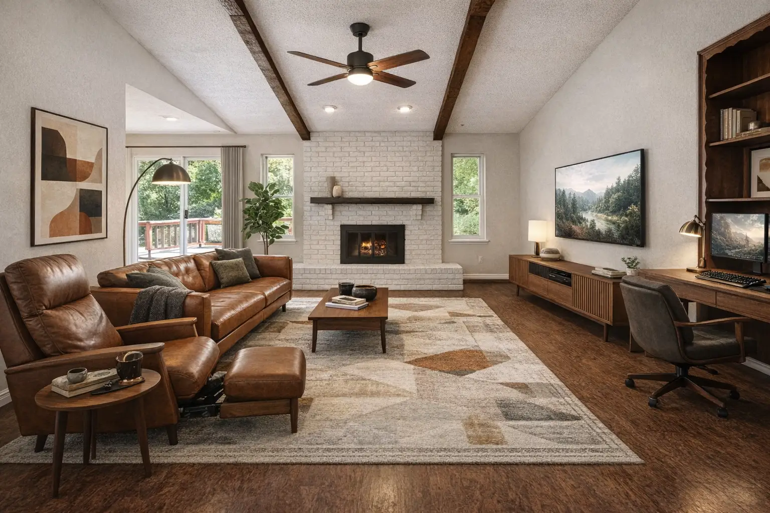 A virtually staged living room.