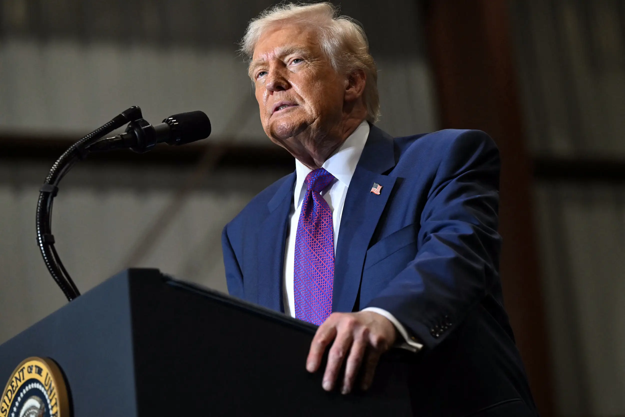Donald Trump speaks during an event