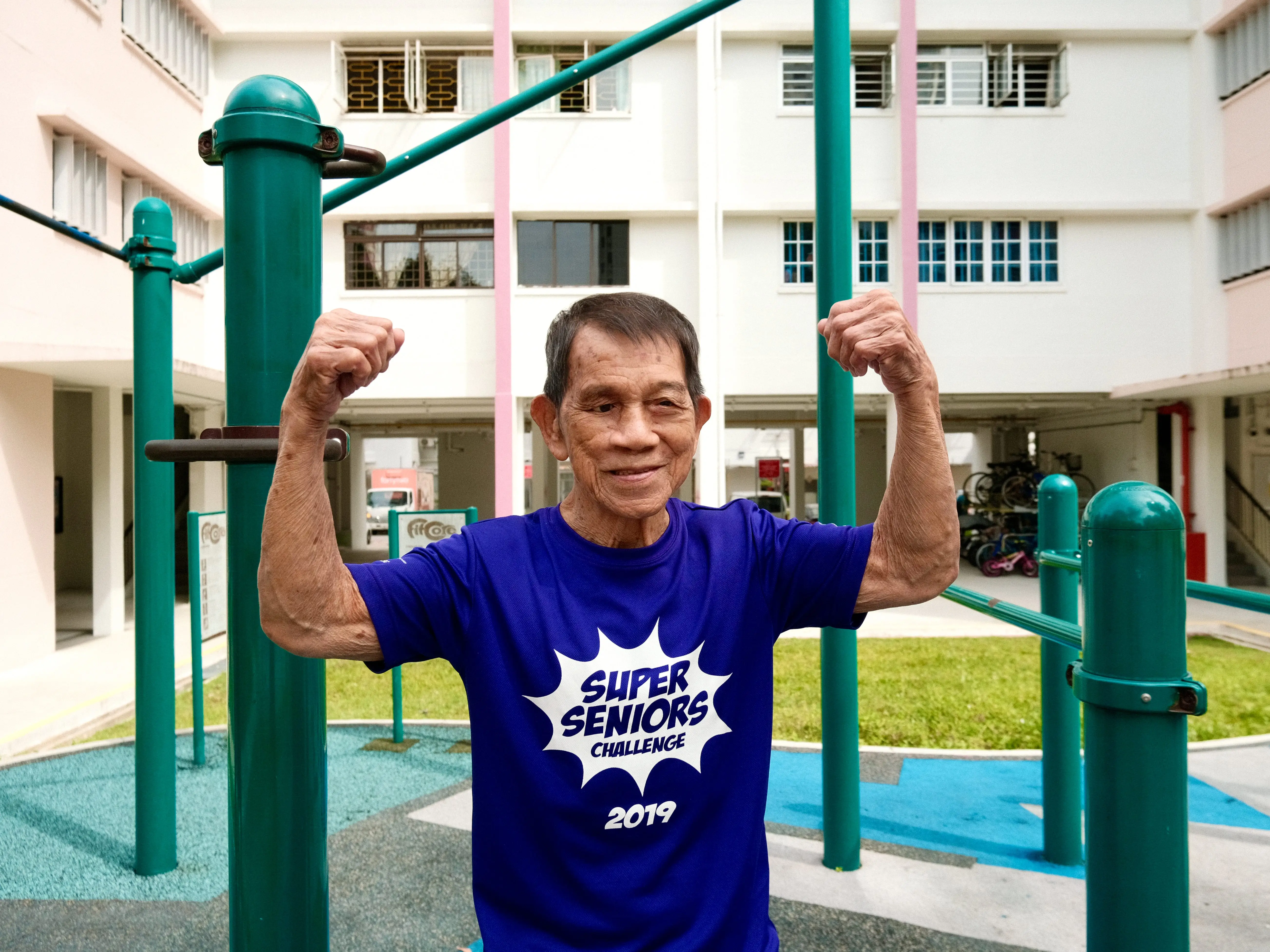 A man wearing a blue shirt.