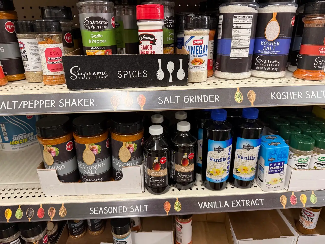 Spices  aisle at Dollar Tree