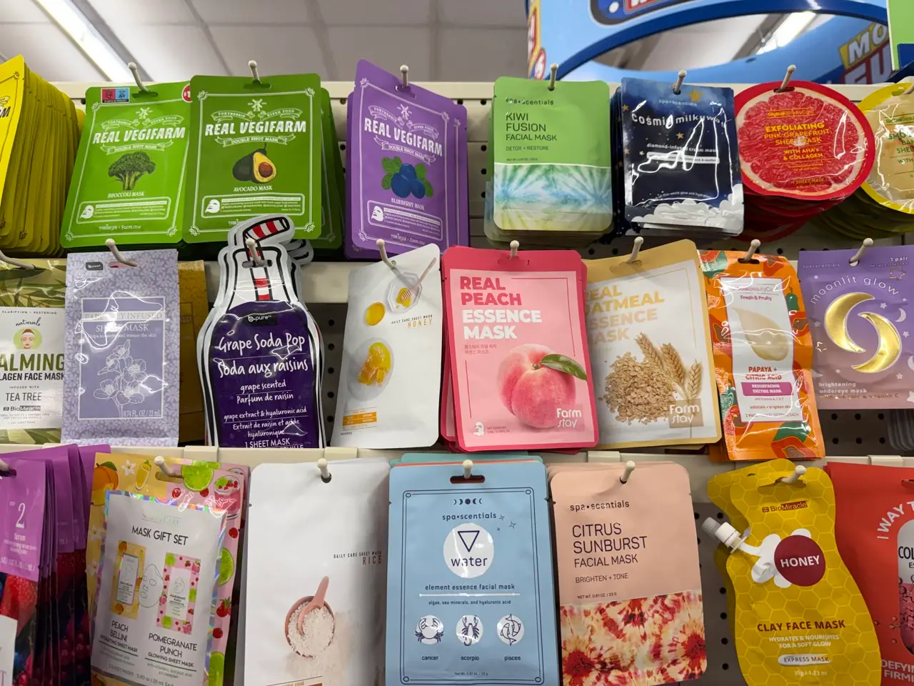 Face masks on display in aisle at Dollar Tree