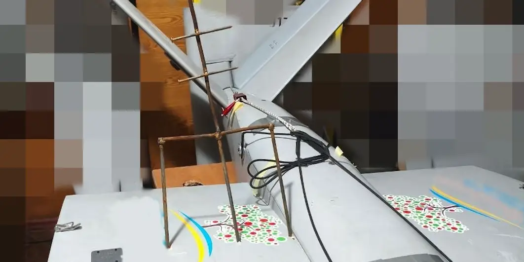 A trident impaled in a Ukrainian drone.