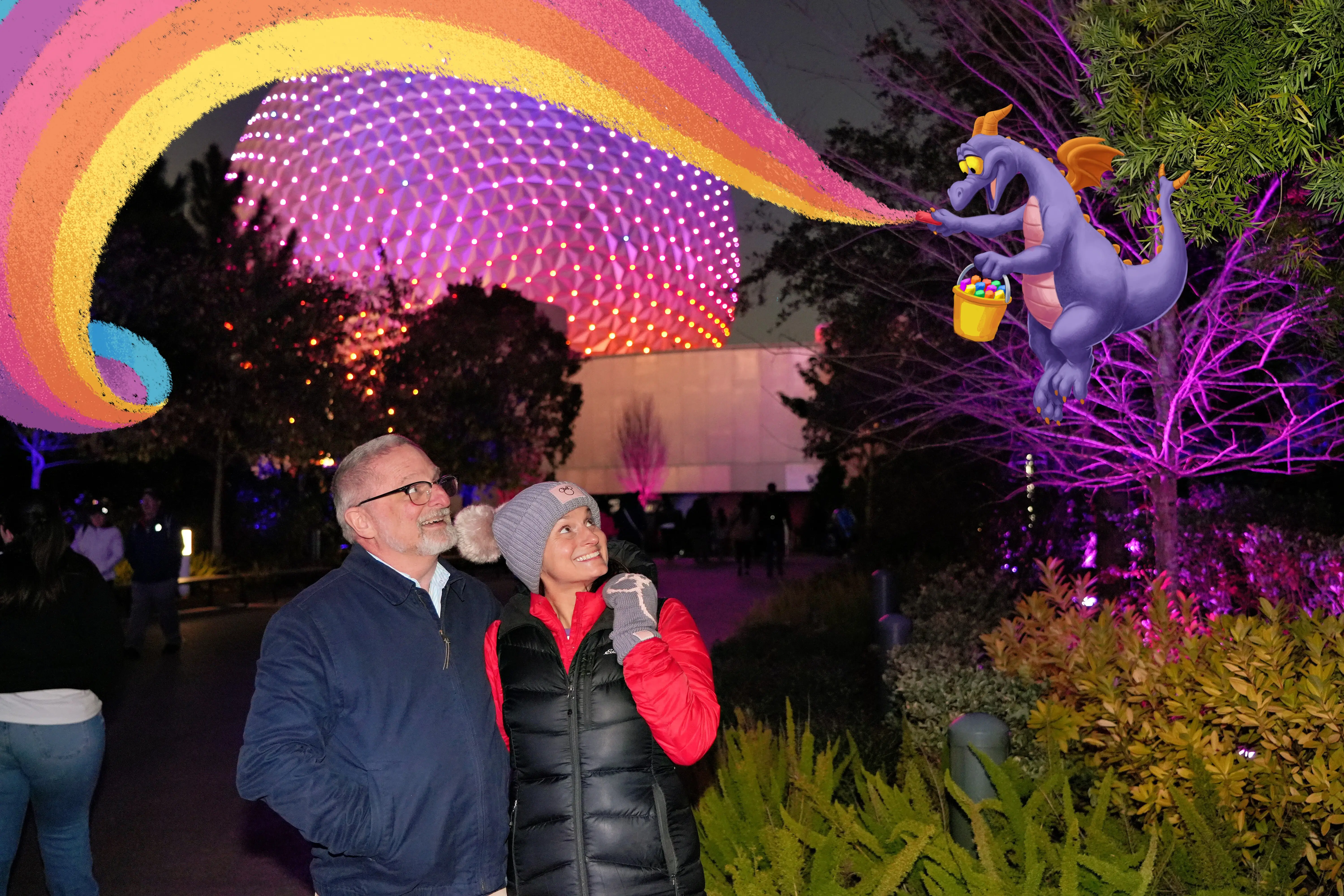 Couple taking photo at Epcot