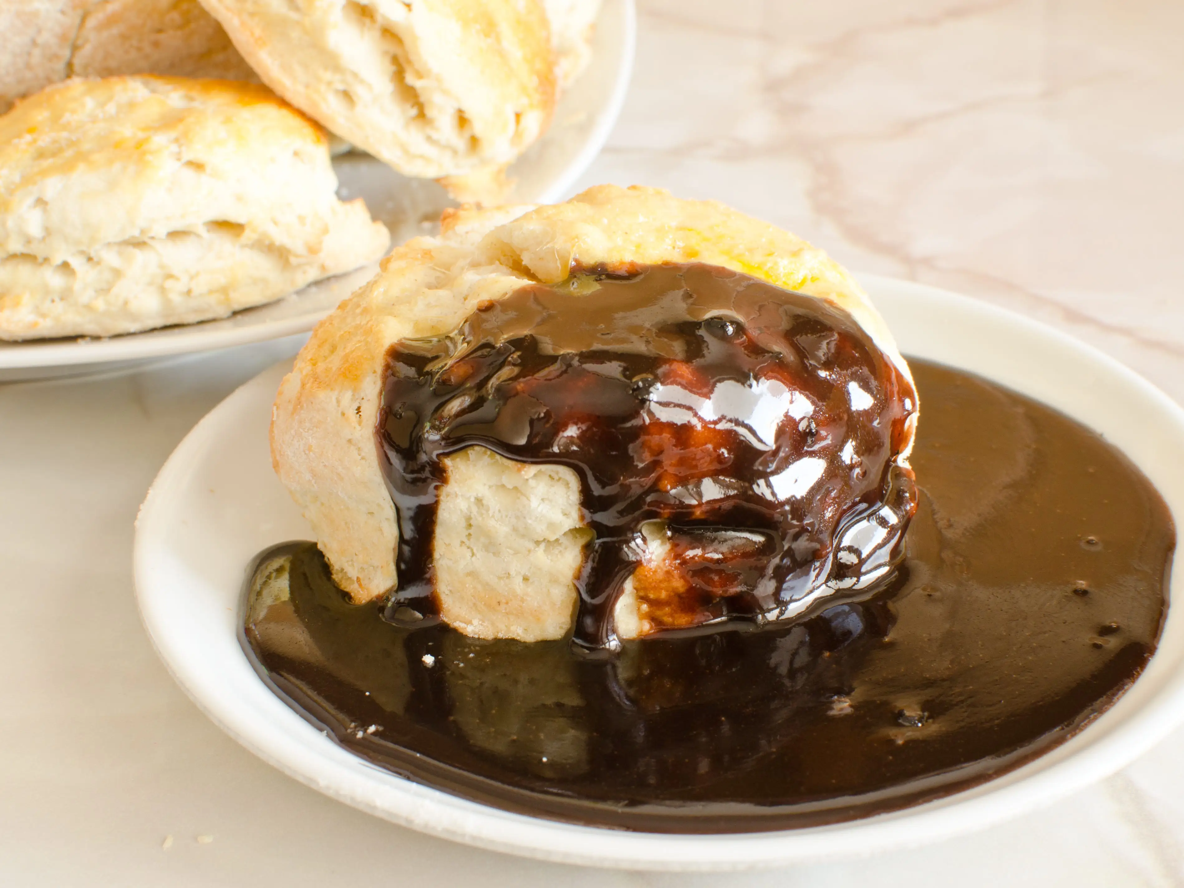 Chocolate gravy with biscuits