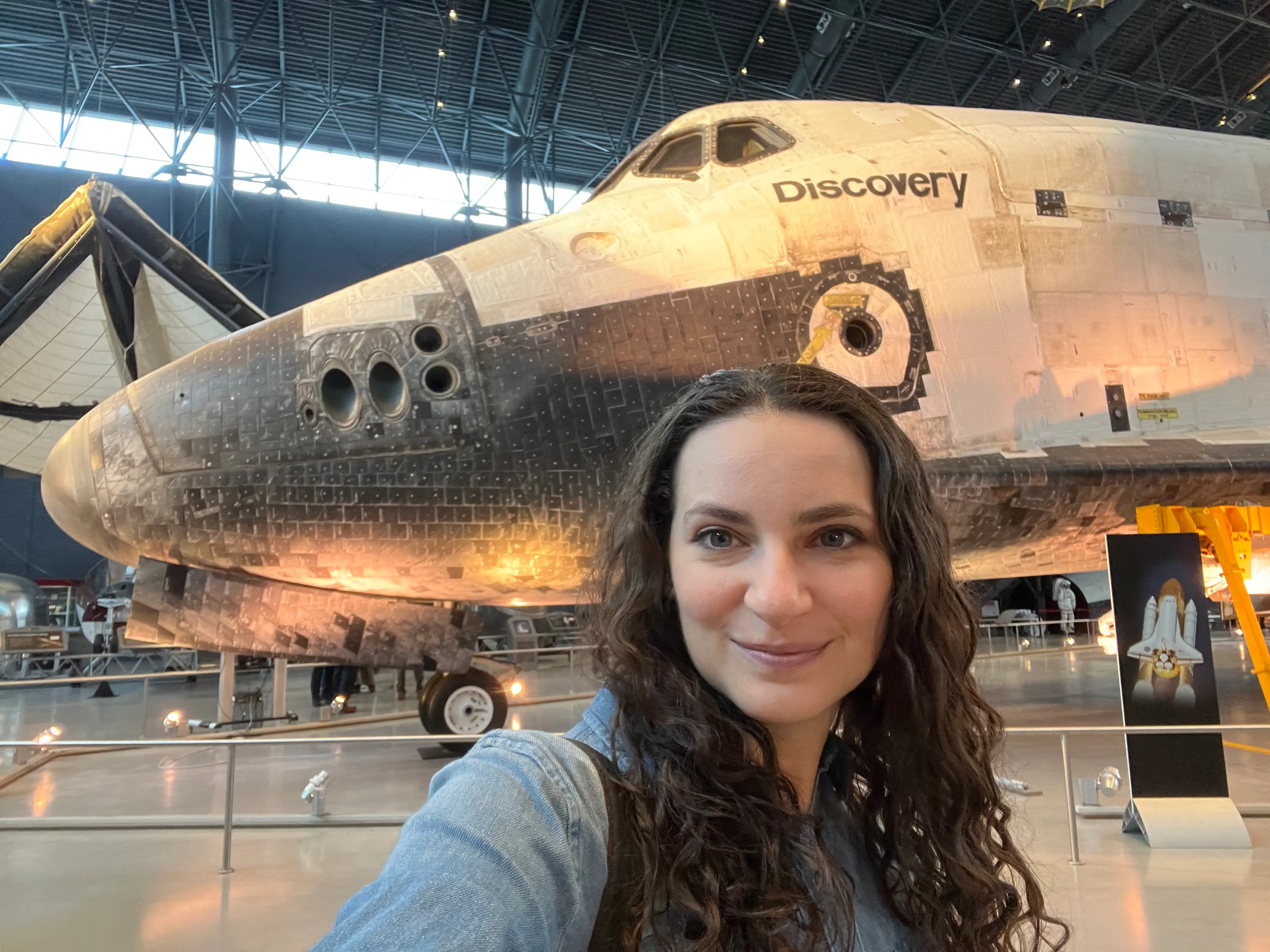 The space shuttle Discovery at the National Air and Space Museum's Steven F. Udvar-Hazy Center.