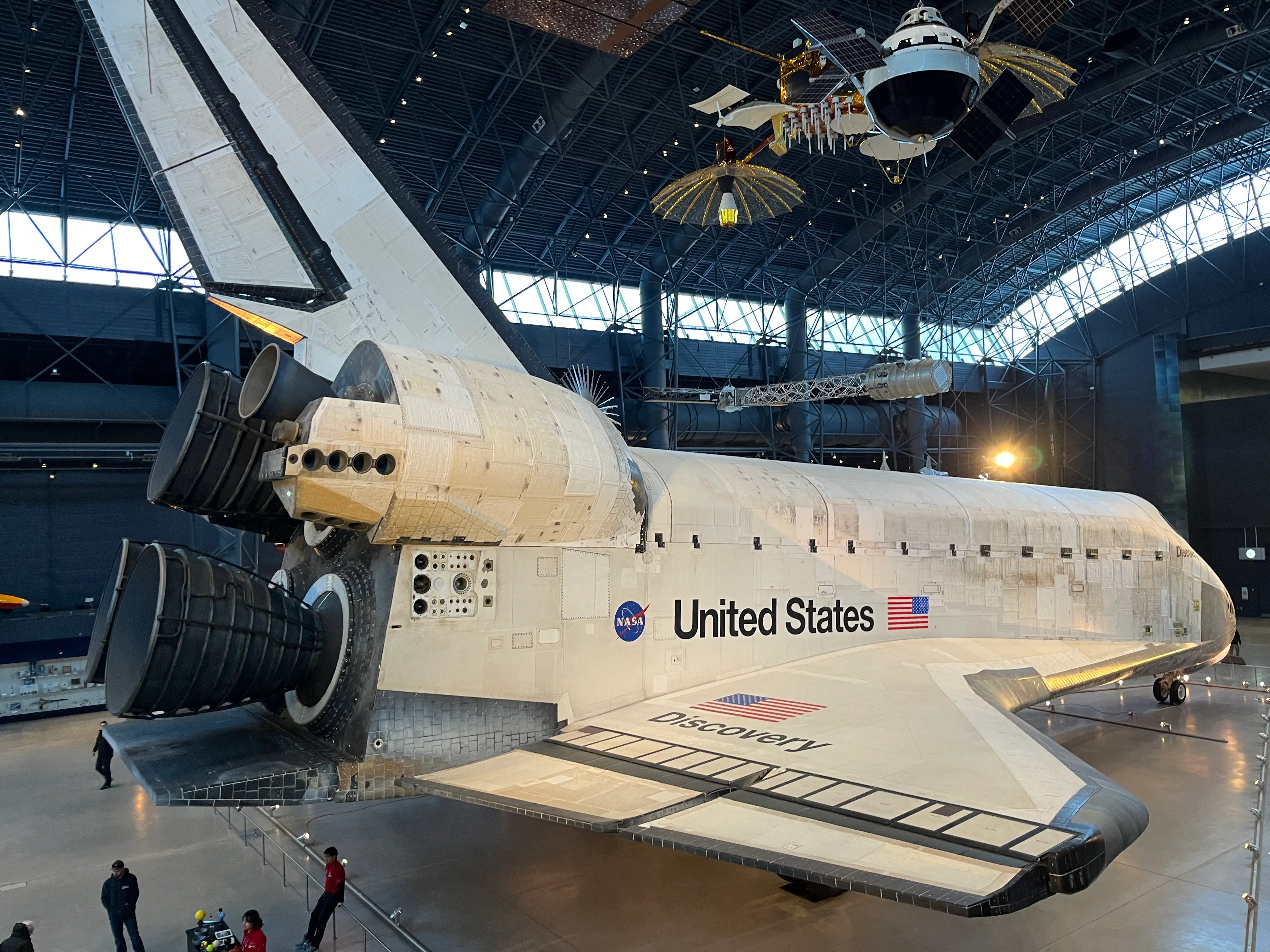 The space shuttle Discovery at the National Air and Space Museum's Steven F. Udvar-Hazy Center.