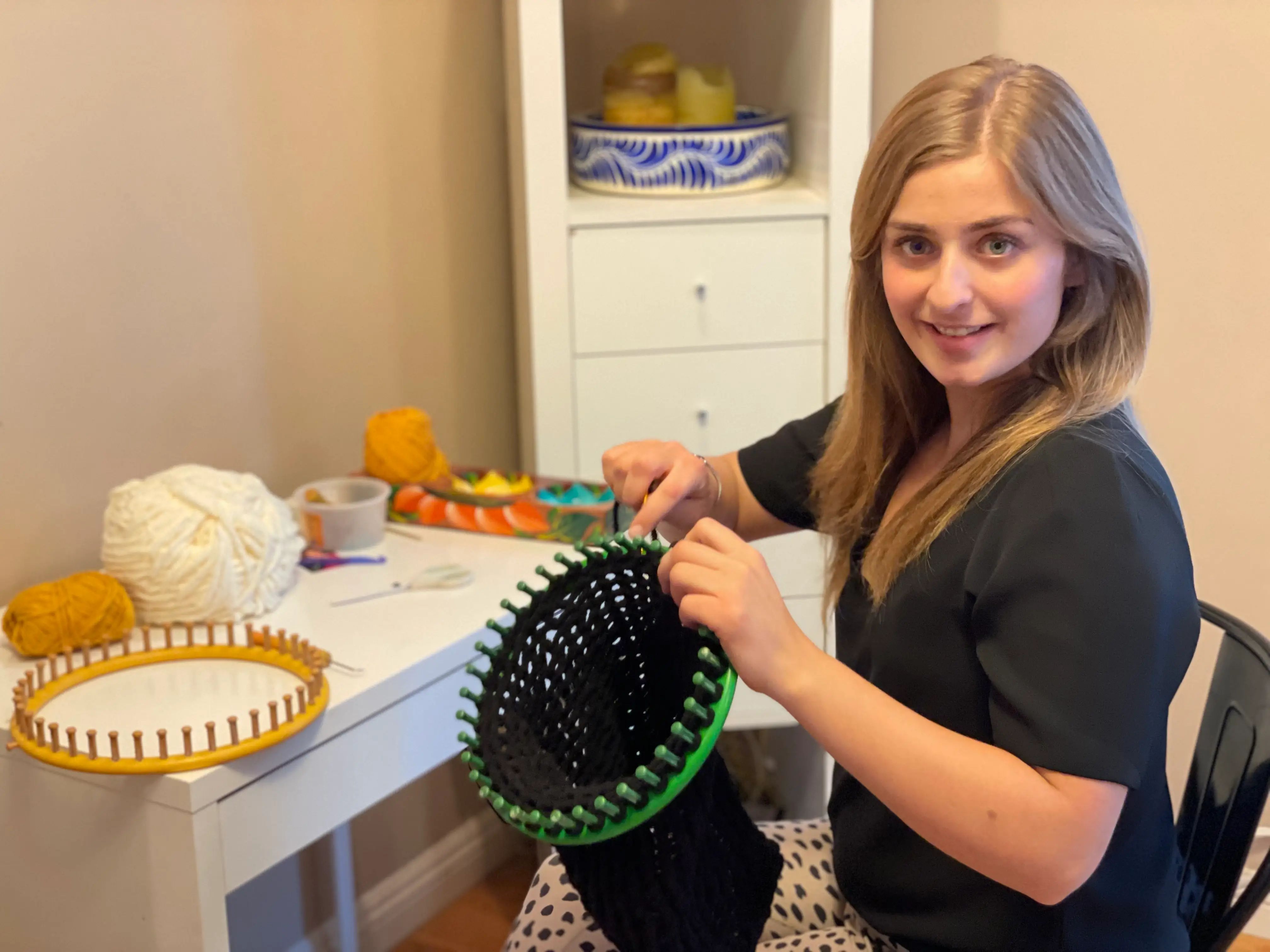 Abbey Romeo making a hat