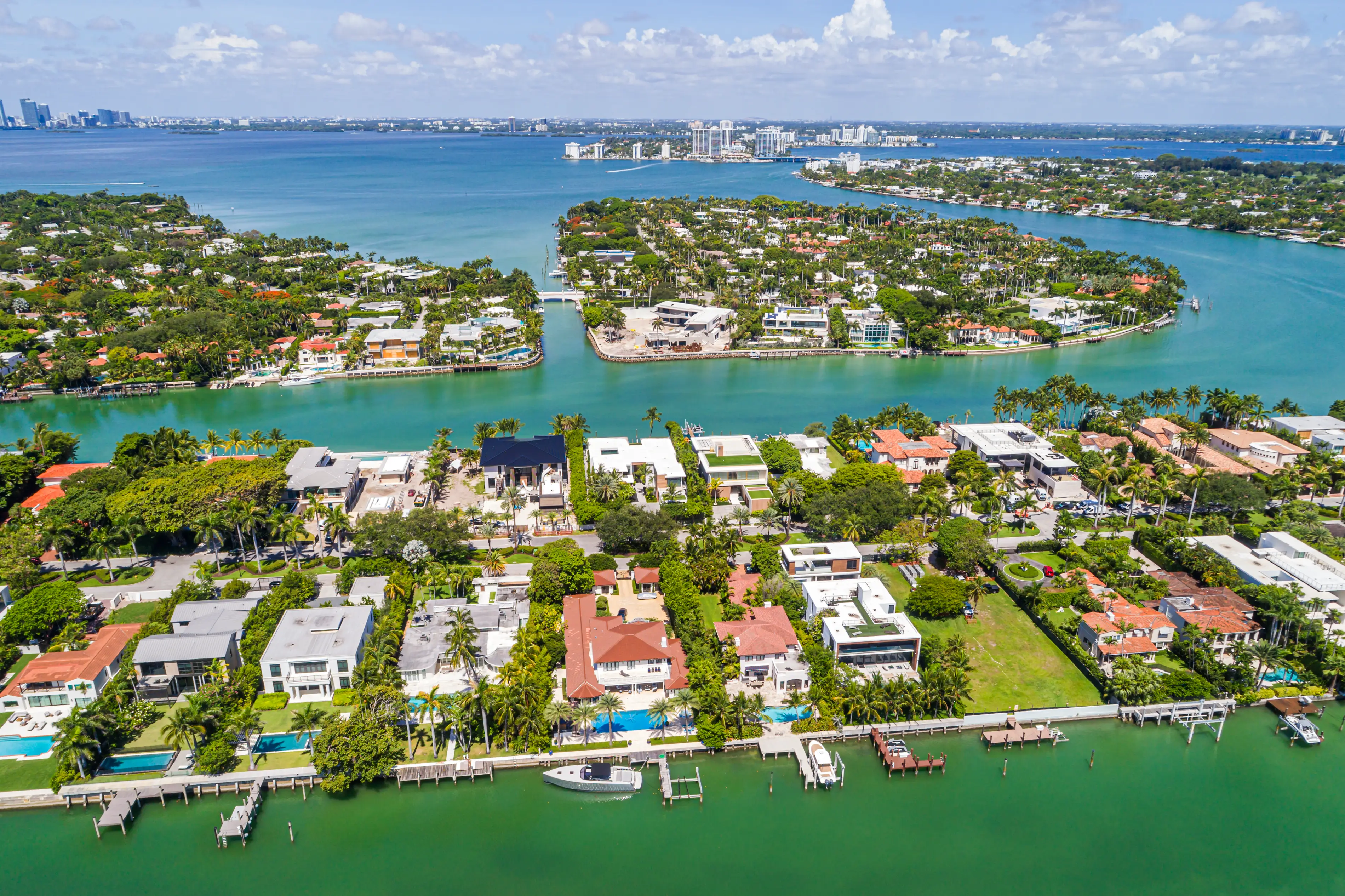 aerial of biscayne bay
