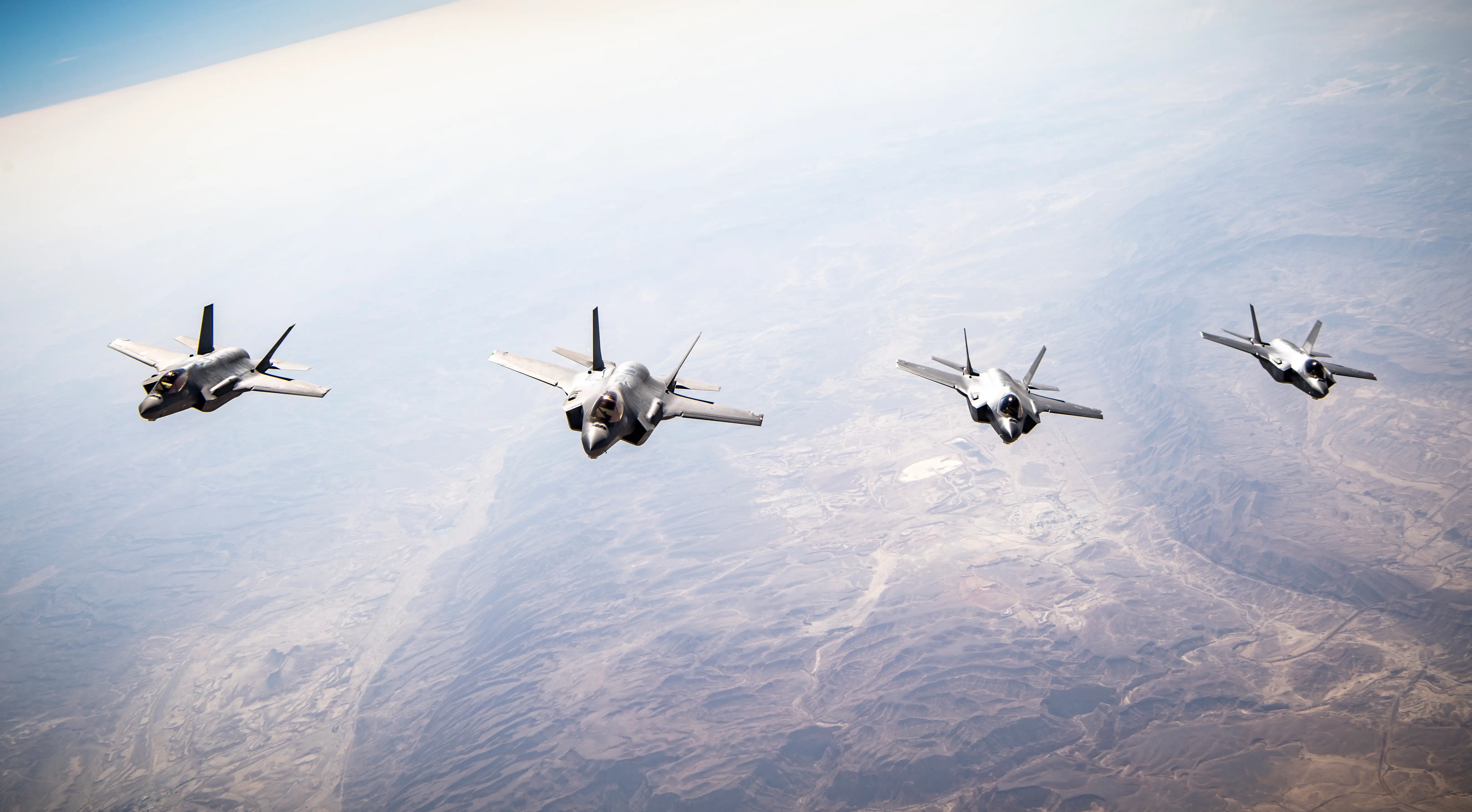 US and Israeli F-35s flying together during a training exercise.