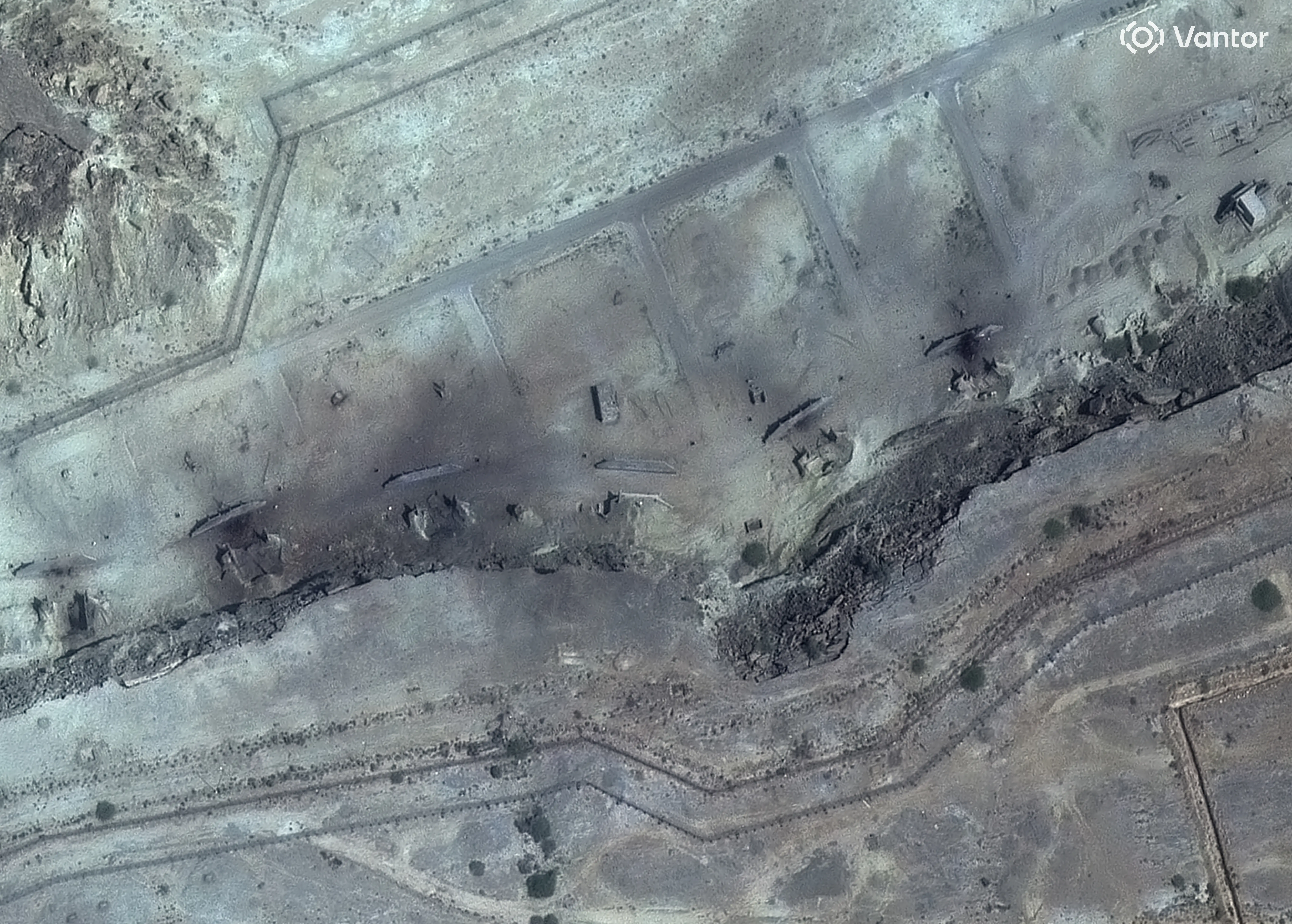 A close-up view of destroyed storage bunkers in Konarak, Iran.