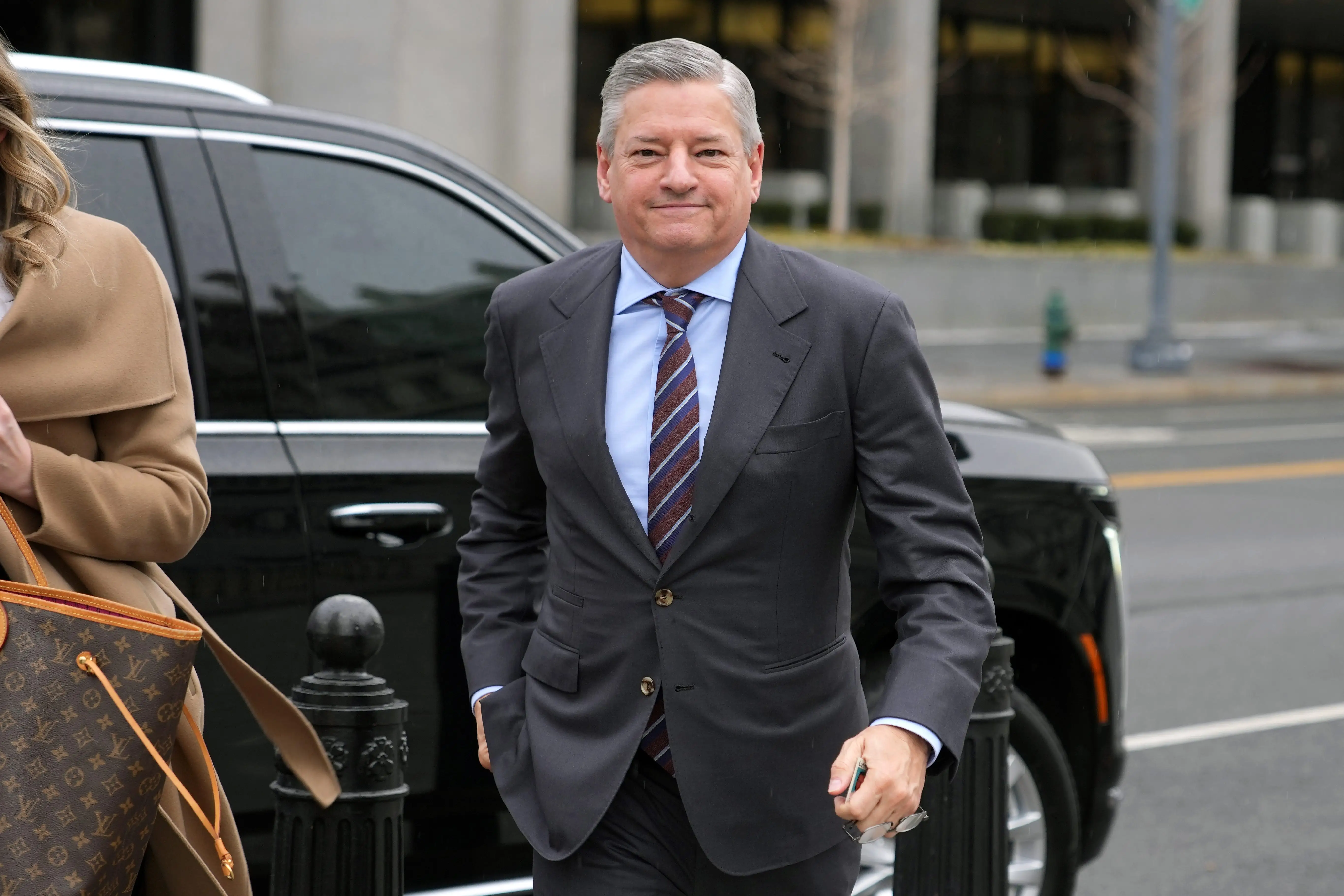 Netflix CEO Ted Sarandos arrives for meetings at the White House on February 26, 2026 in Washington, DC., shortly before announcing that Netflix was no longer going to try to buy much of Warner Bros. Discovery