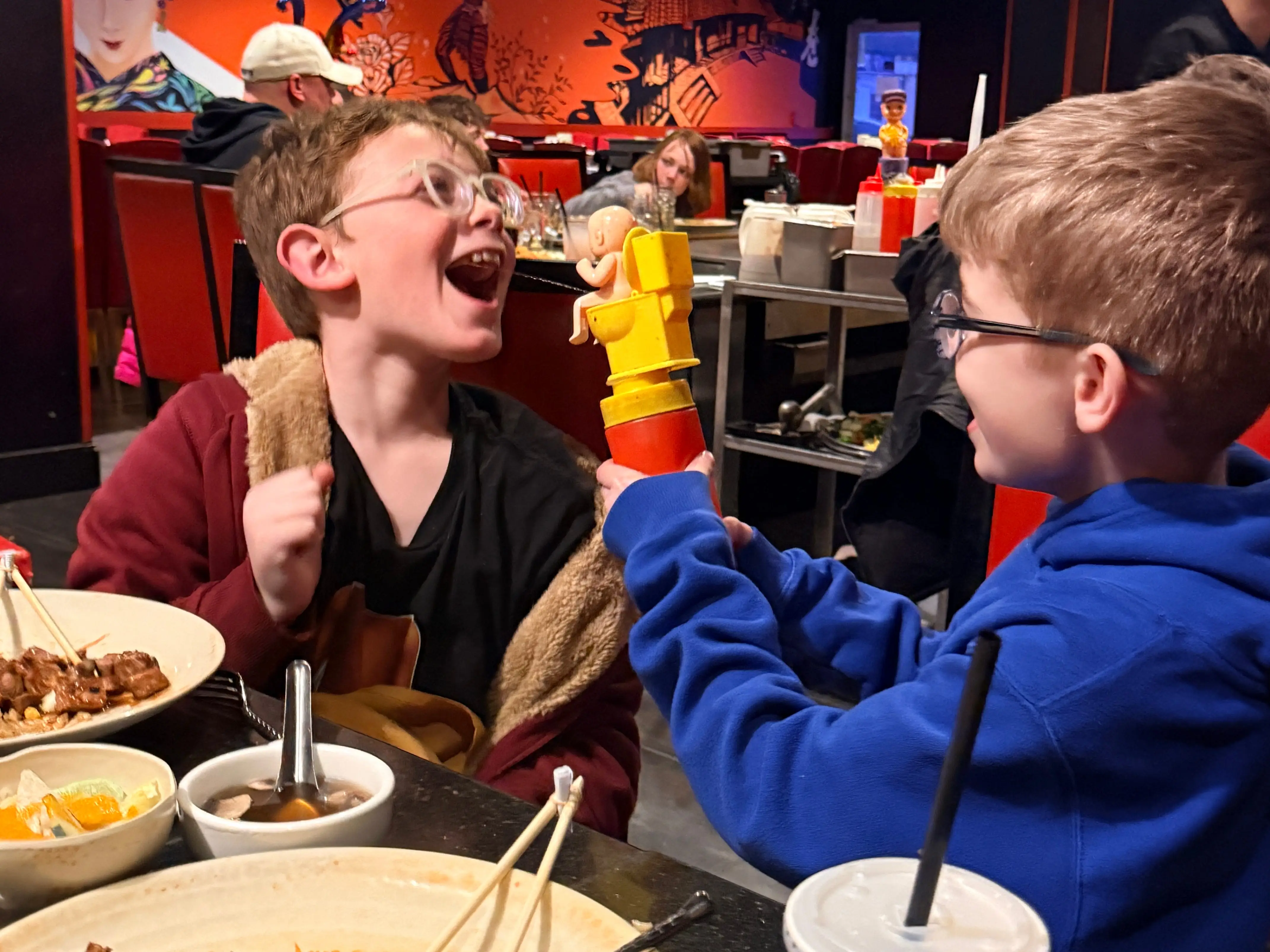 Kids at hibachi restaurant