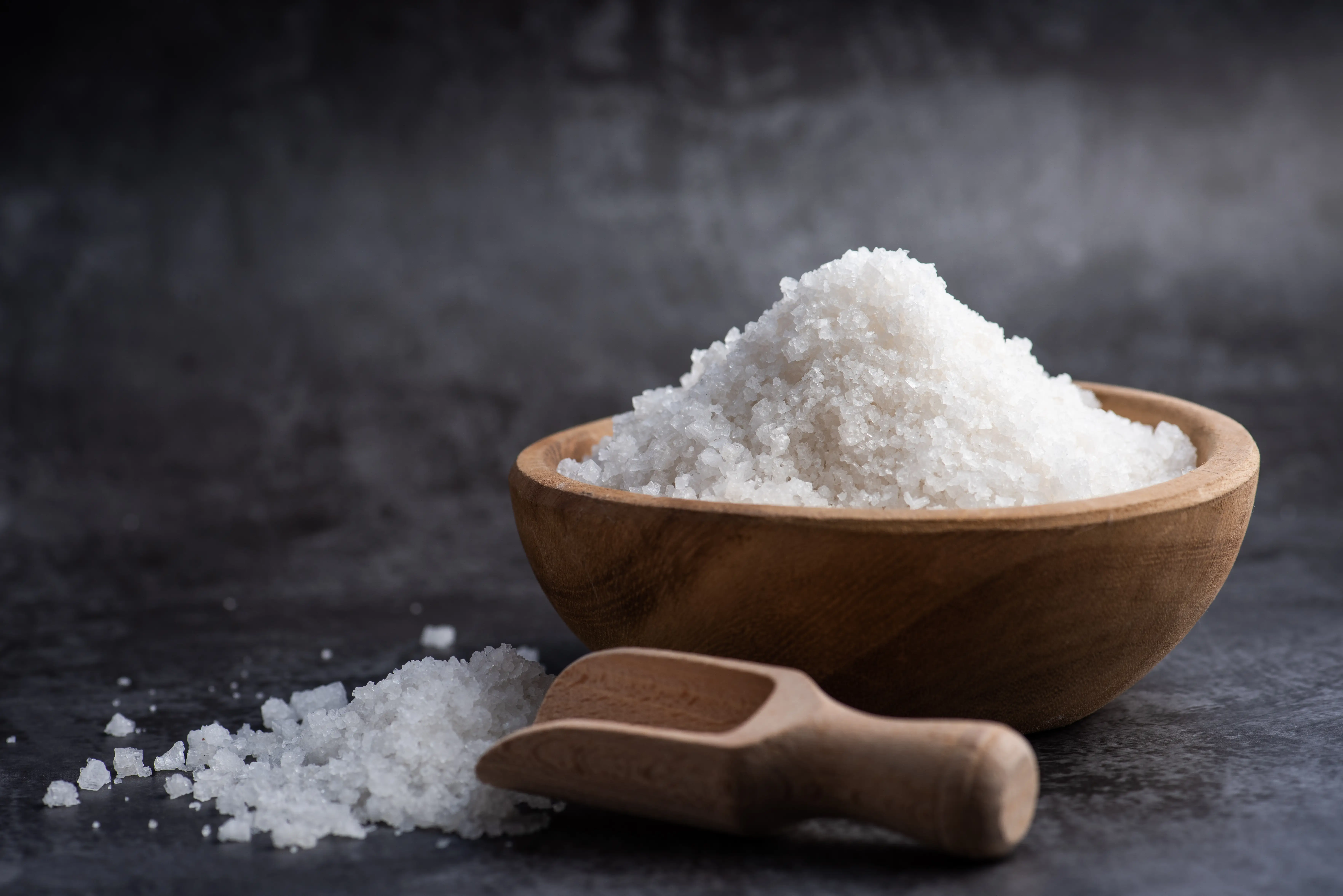 A bowl of flaky salt.