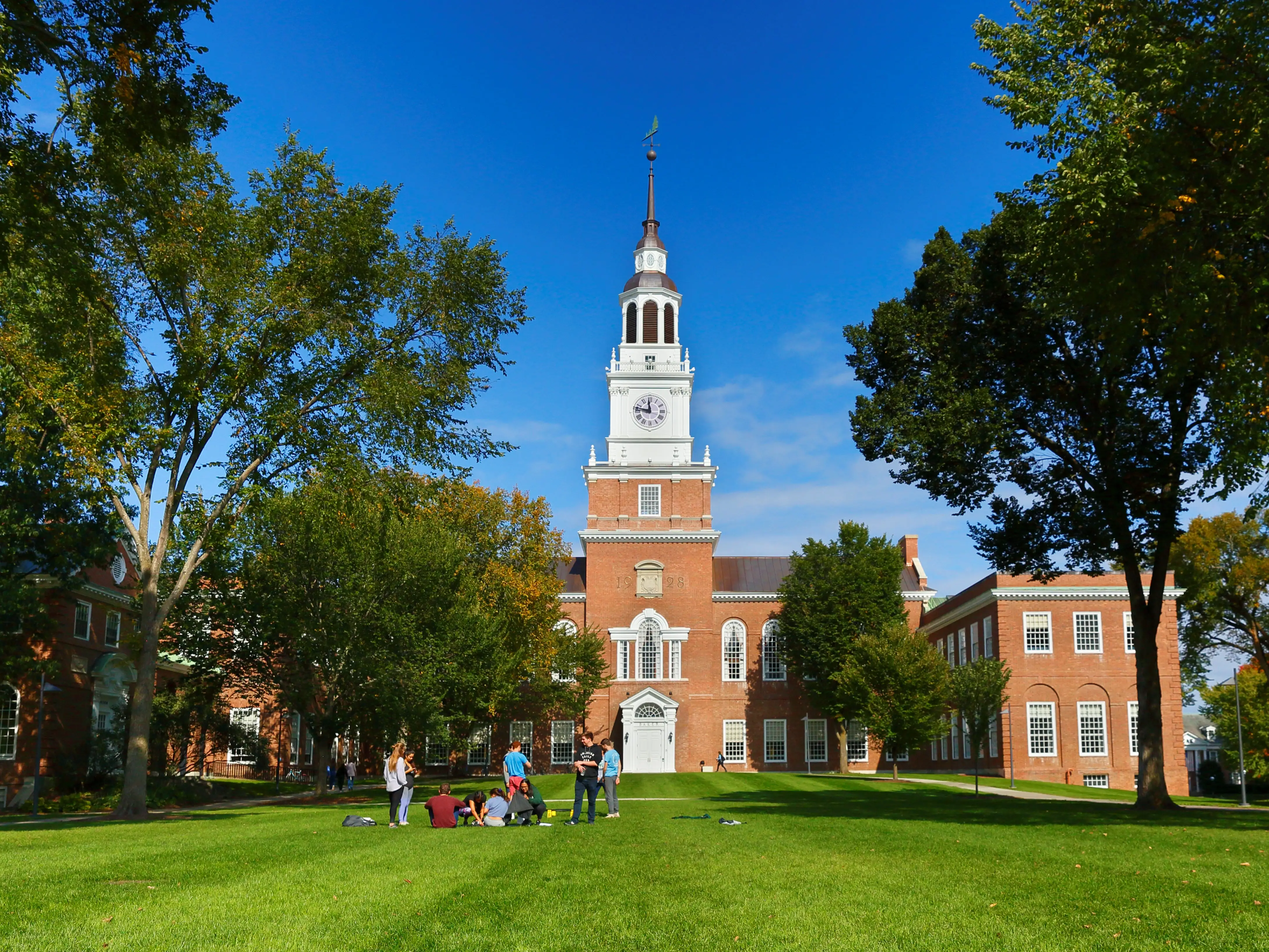 The Baker-Berry Library on the campus of Dartmouth College. Dartmouth College is a private Ivy League research university in Hanover, New Hampshire