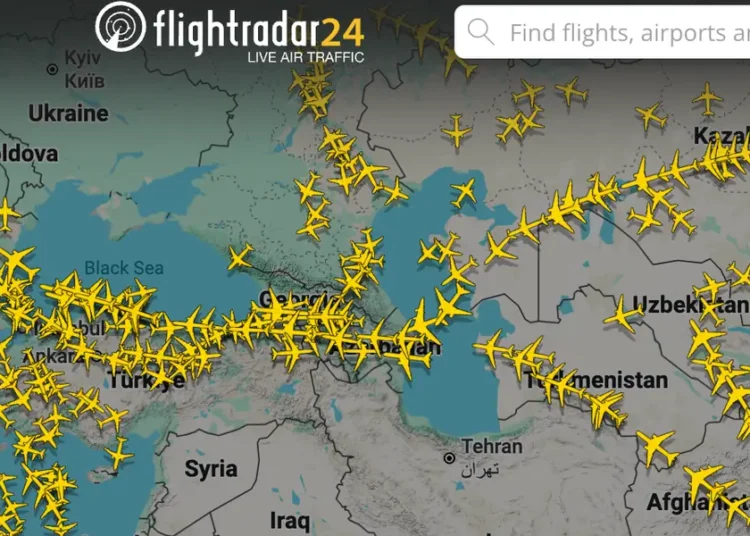 Airlines are being squeezed into this sliver of sky as much of the Middle East joins Russia on the airspace no-fly list