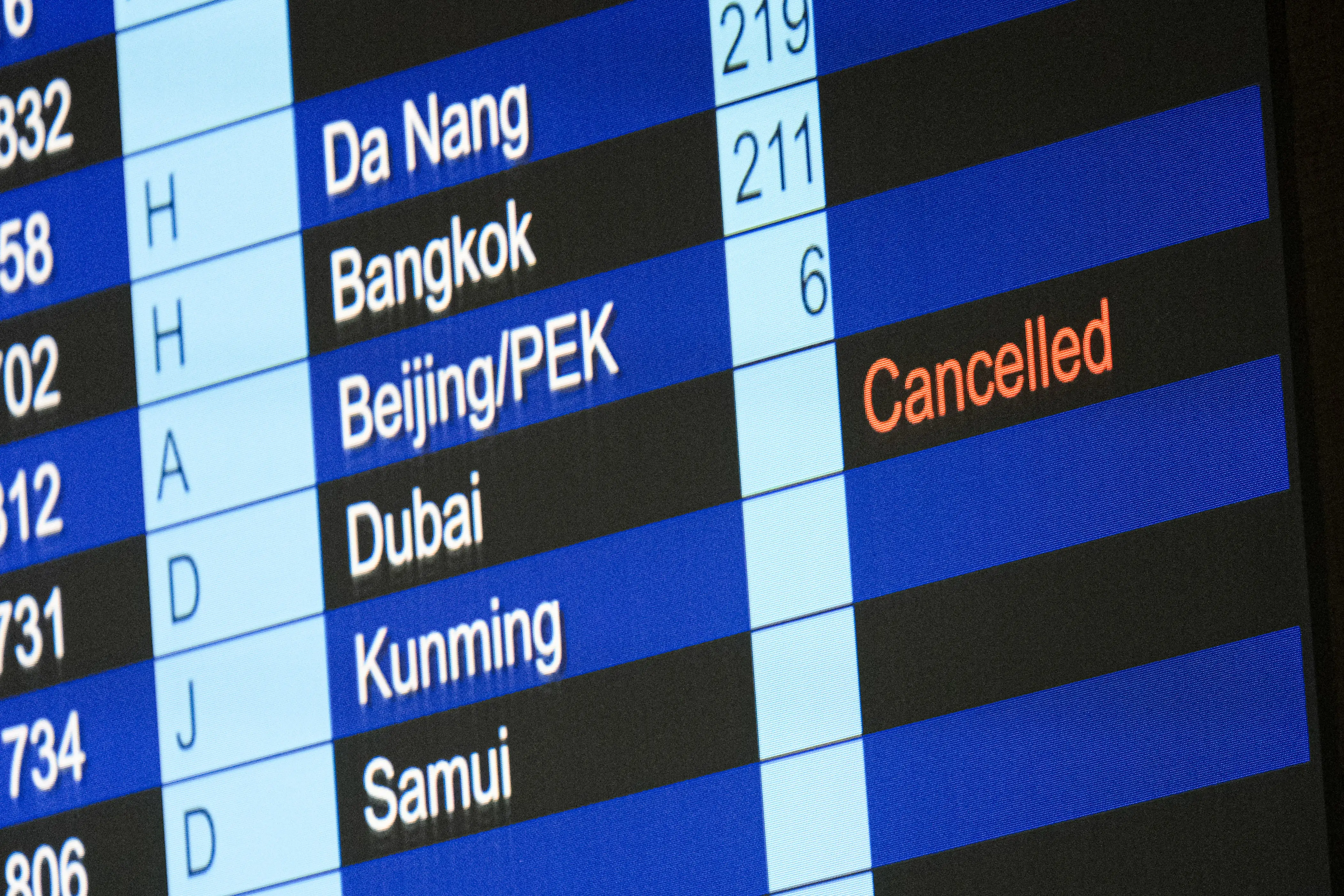 Flight screen at airport