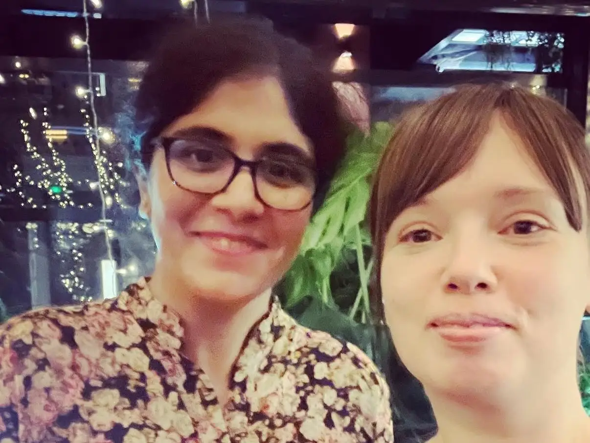 Women posing for selfie