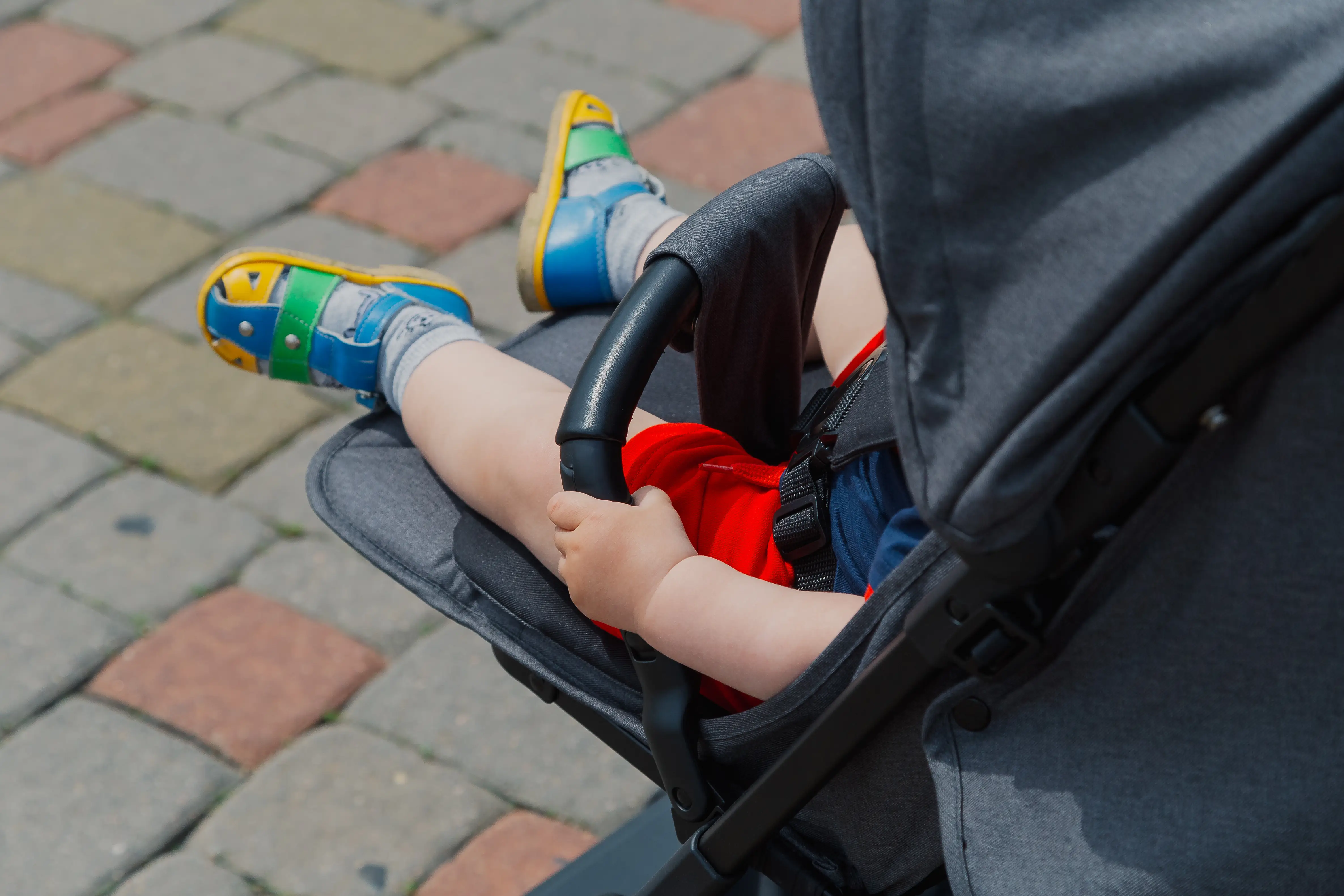 A baby in a stroller