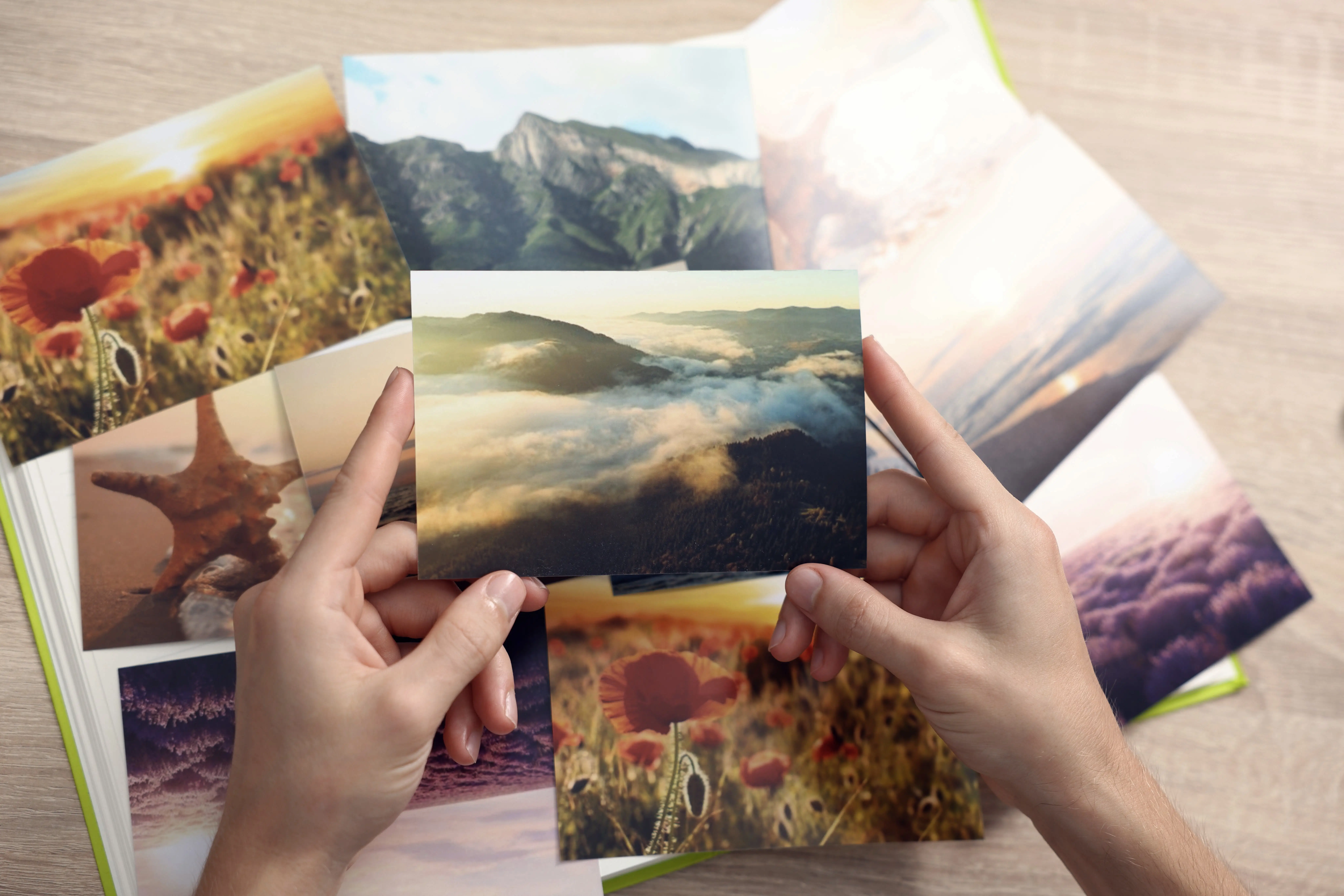 Hands holding a photograph.