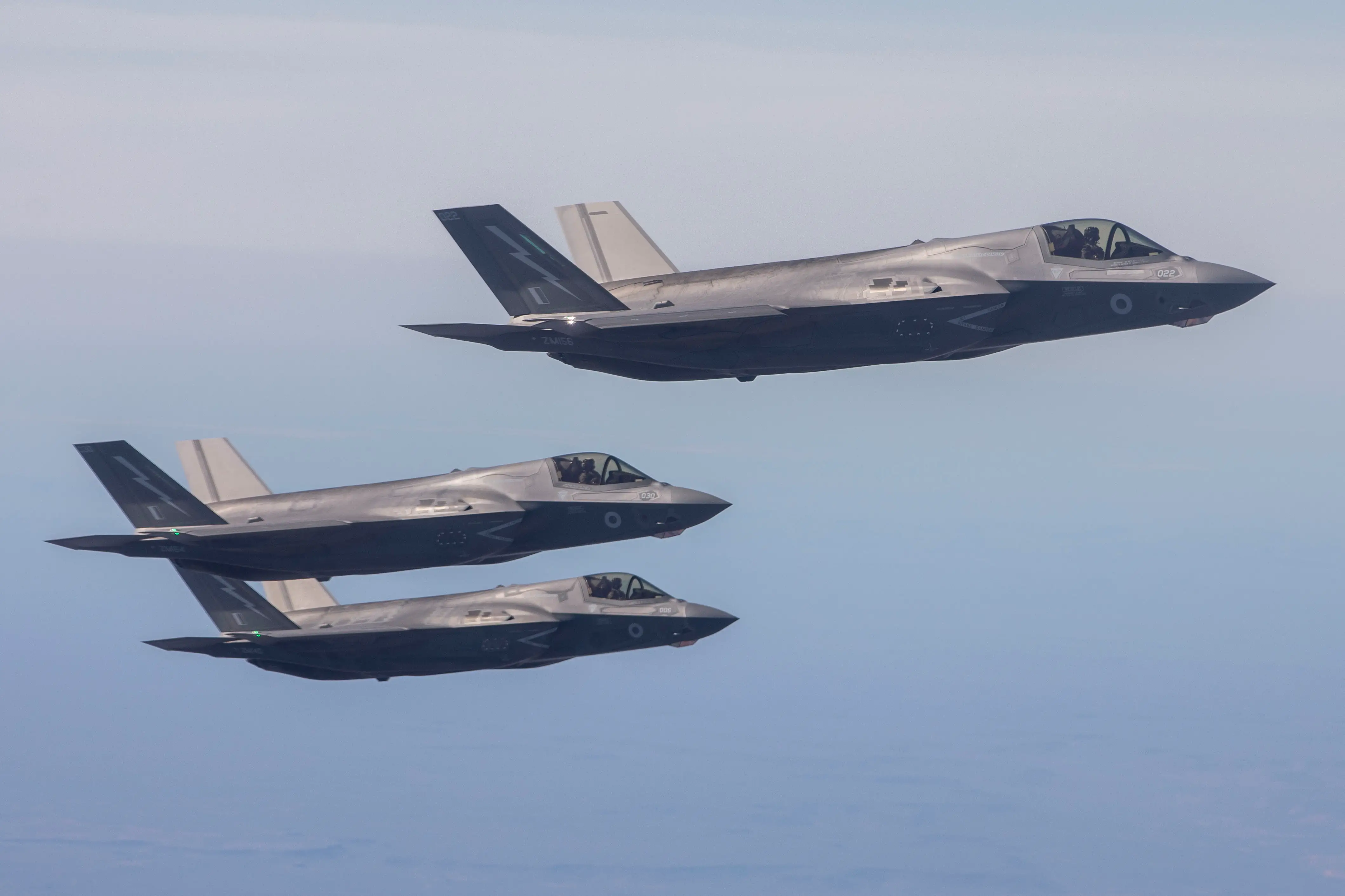 Royal Air Force F-35B Lightning II aircraft with 617 Squadron prepare to receive fuel from Marine Aerial Refueler Transport Squadron 152, Marine Aircraft Group, 1st Marine Aircraft Wing while flying over Darwin, NT, Australia during Talisman Sabre 25, July 9, 2025.