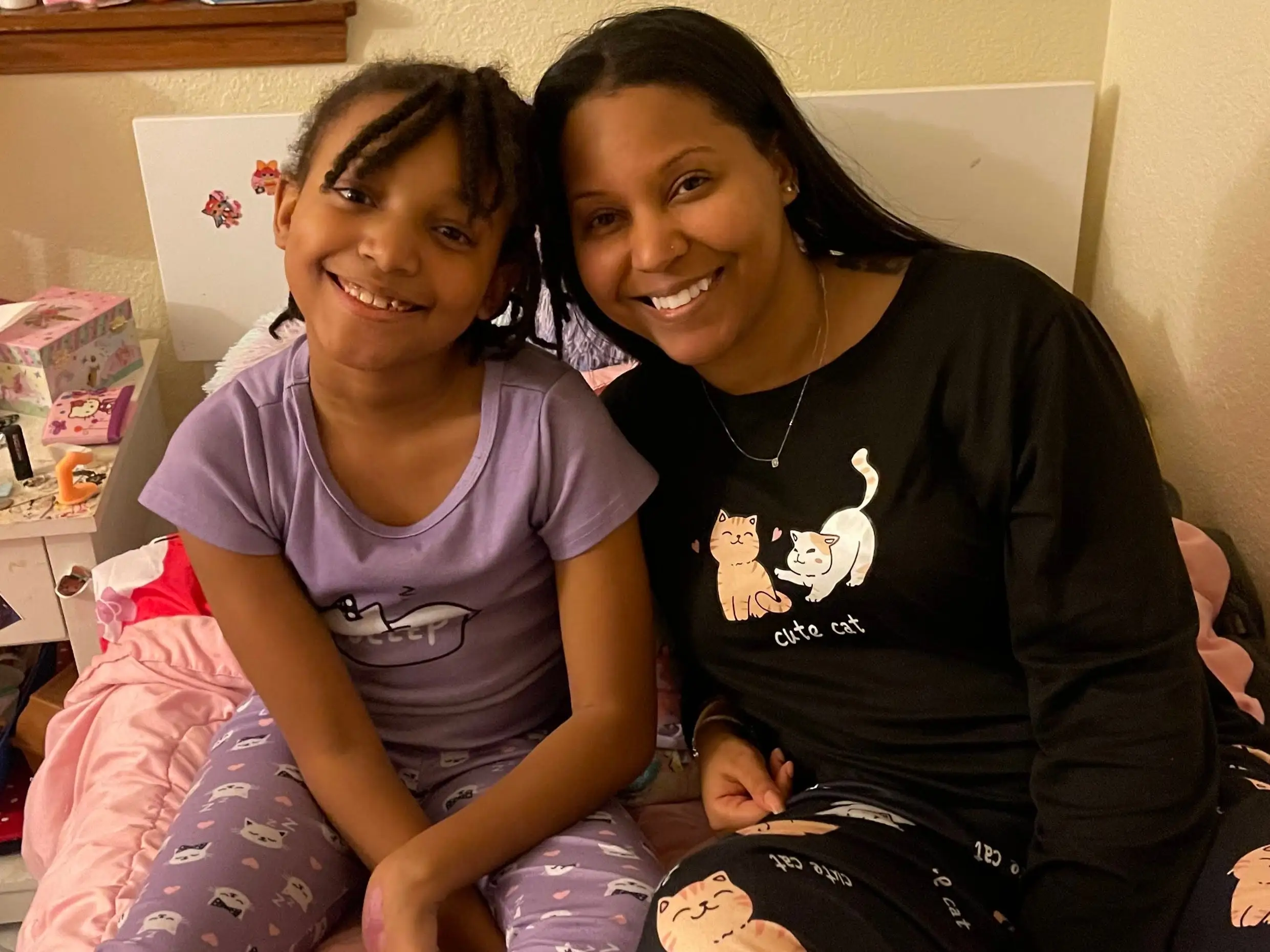 Mom and daughter at sleepover