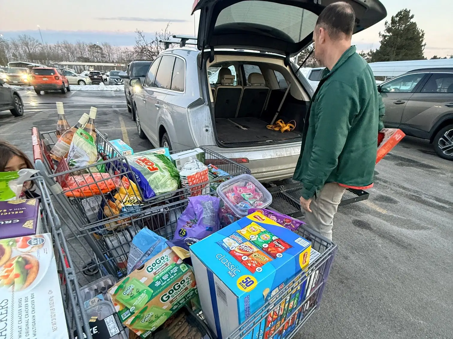 Supermarket carts full of food