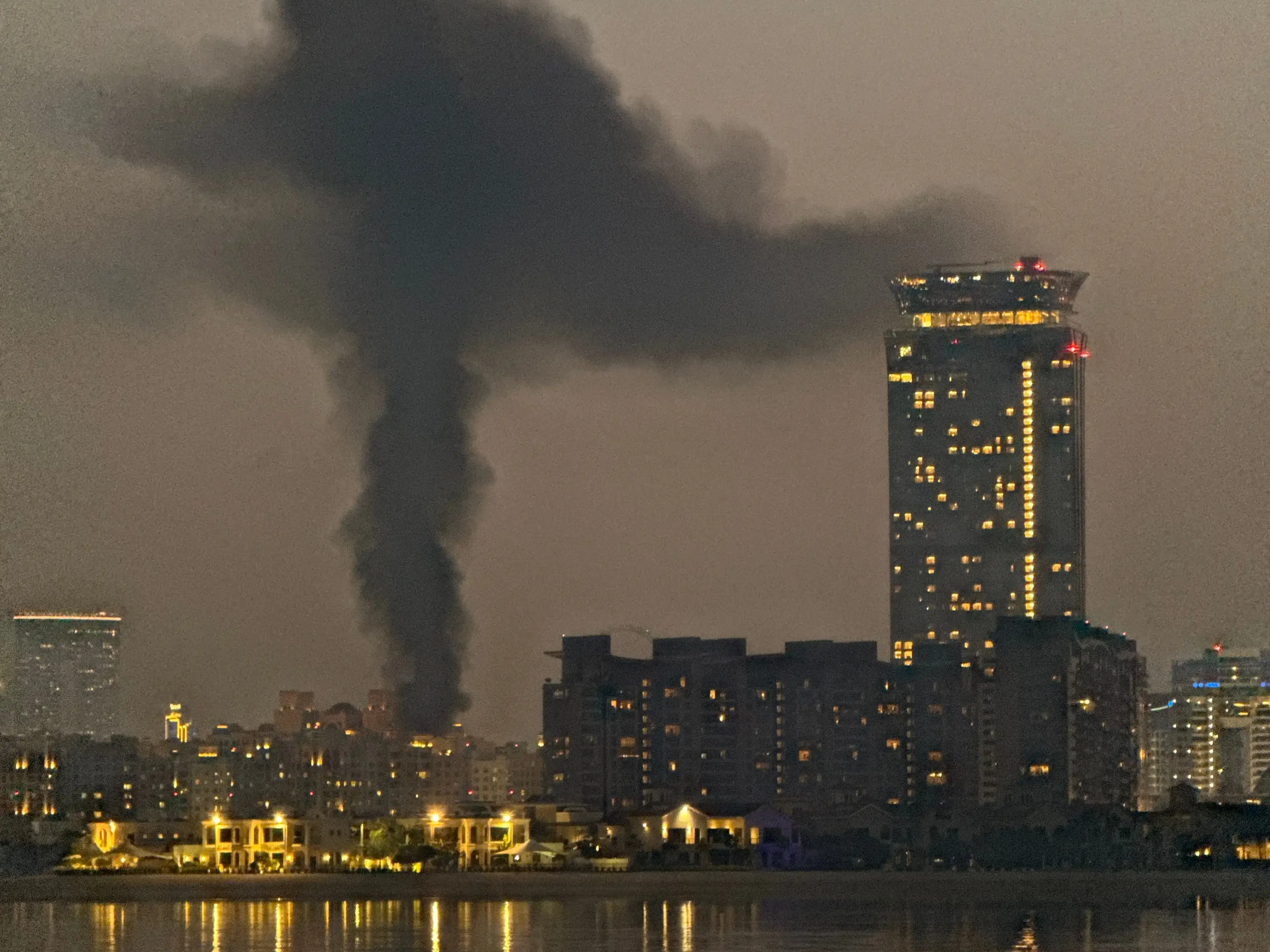 Smoke from a building in Dubai, United Arab Emirates.