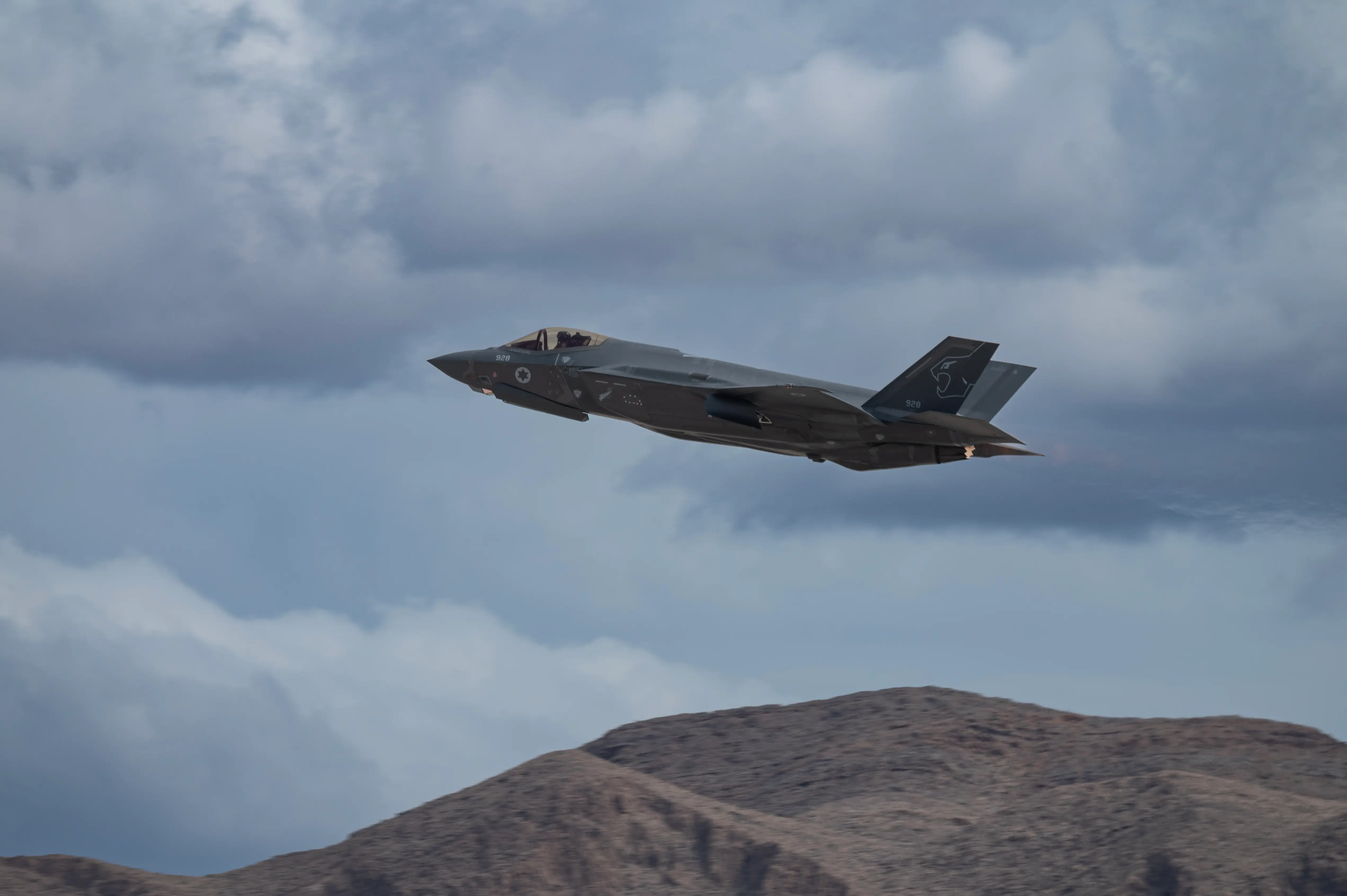 An Israeli Air Force F-35I Adir takes off for a mission during Red Flag-Nellis 23-2 at Nellis Air Force Base, Nevada, March 20, 2023.