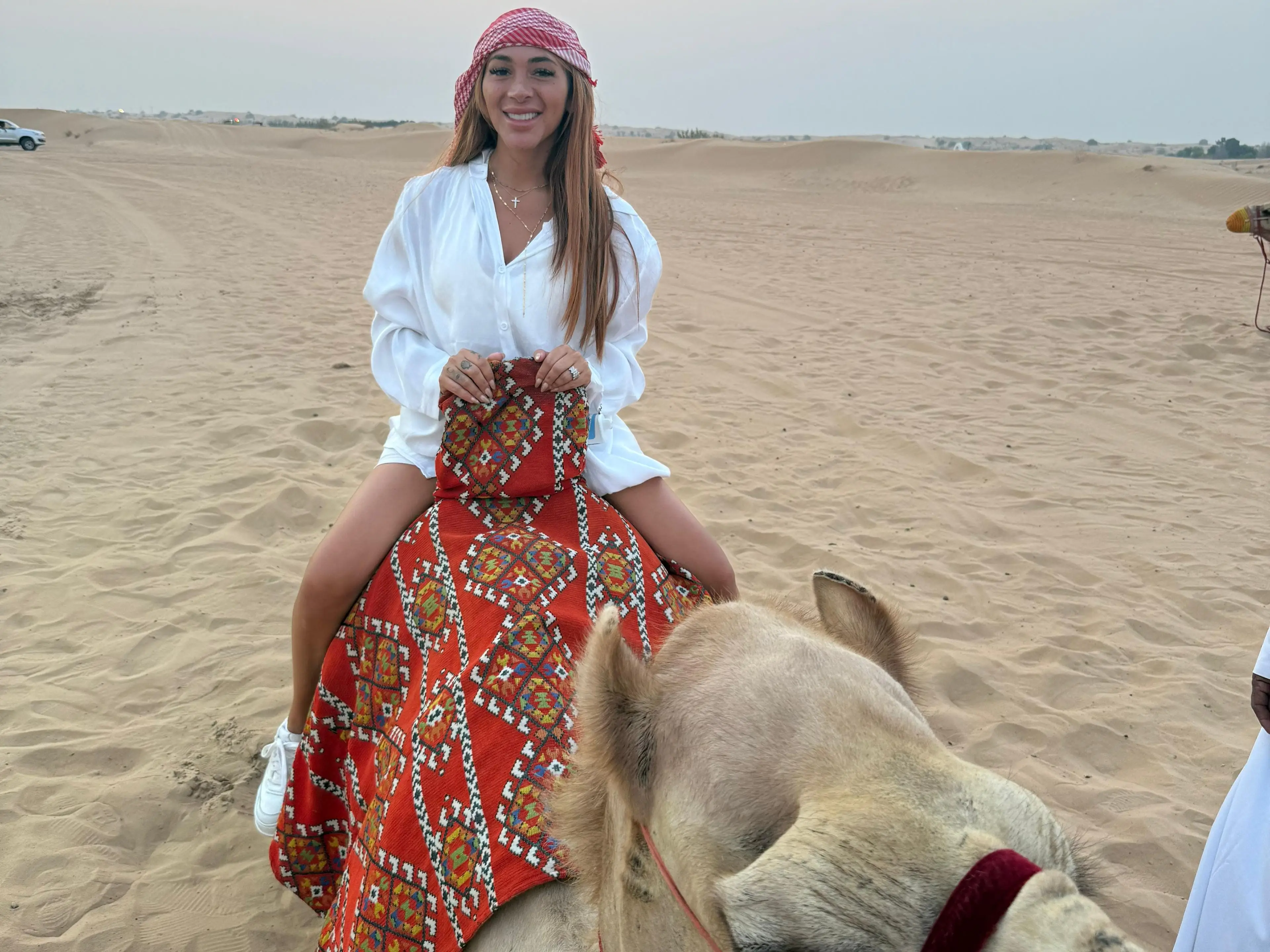 Rikki Dimitriadis on a camel