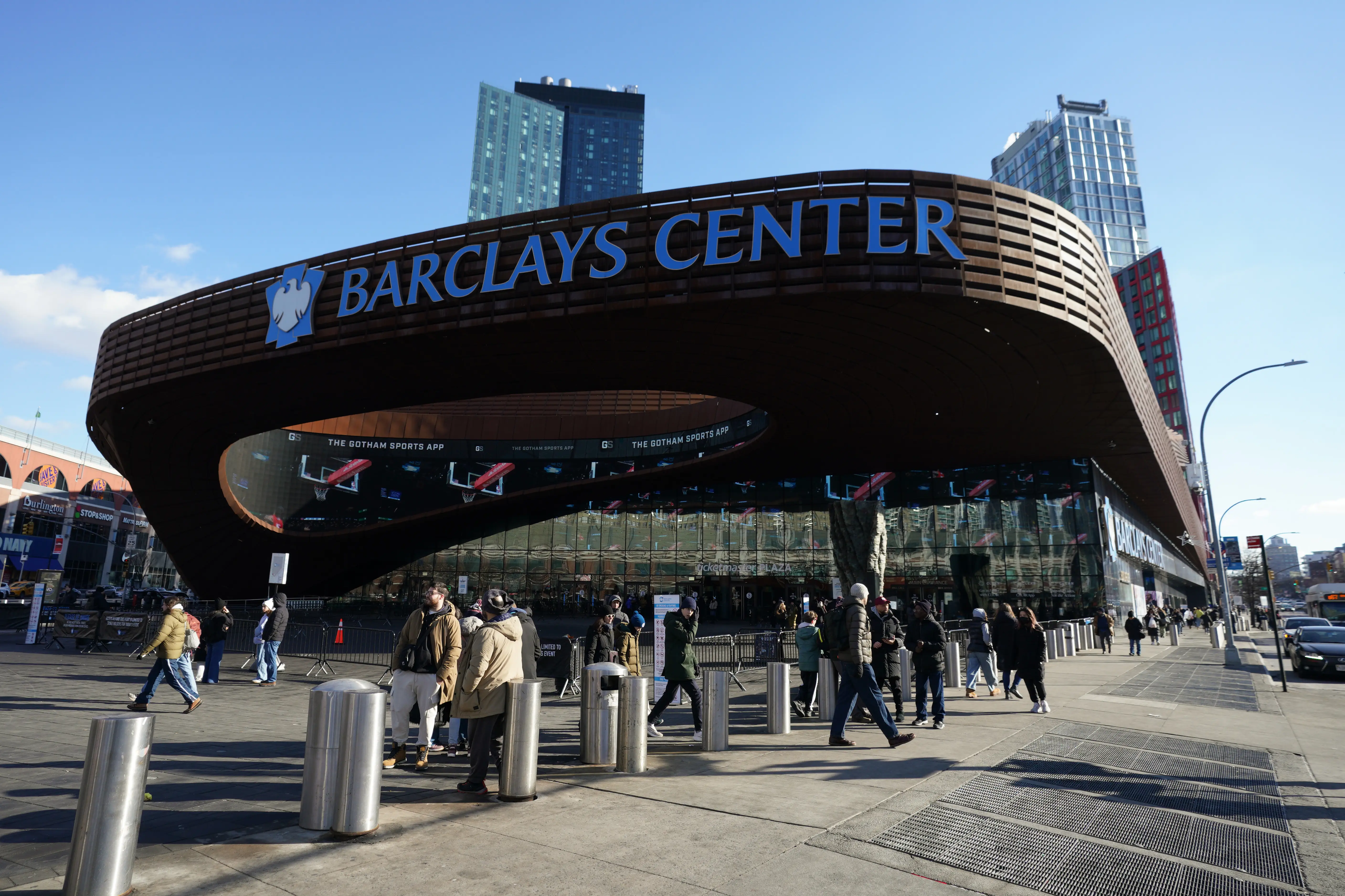 Outside the Barclays Center in Brooklyn, NY